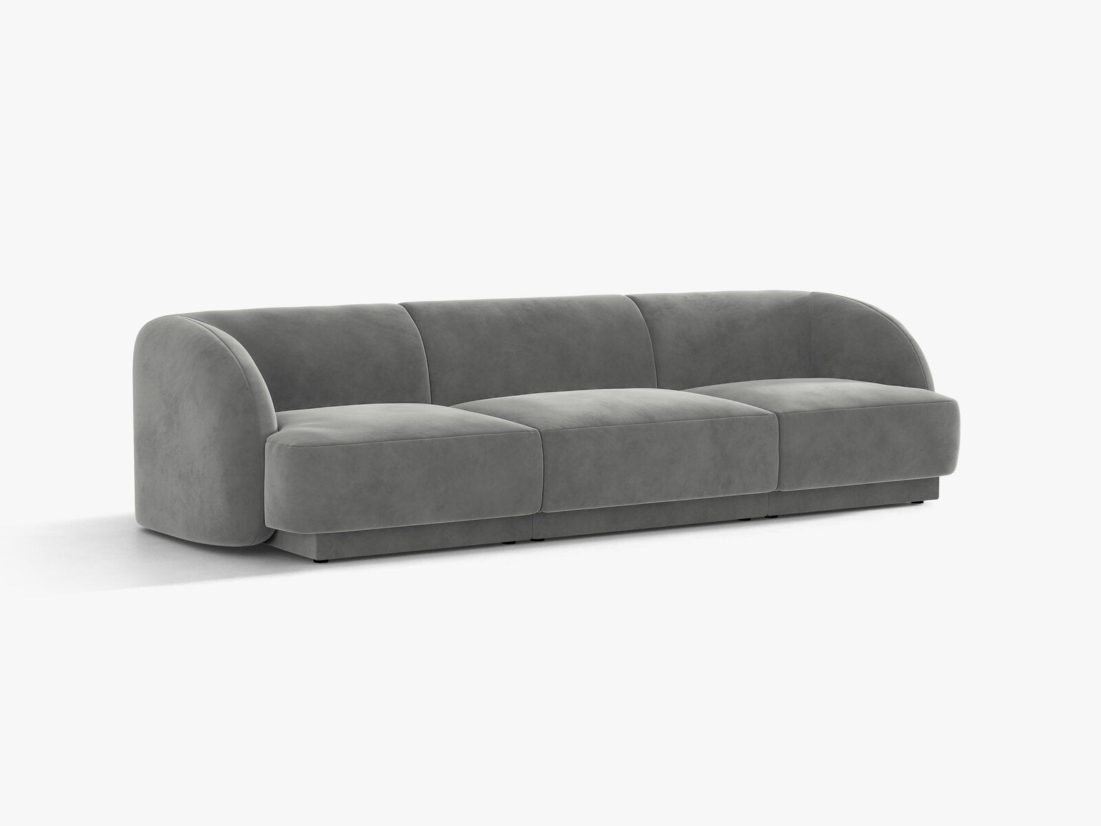 Micadoni Sofa Miley 3-Sitzer Samt Venus Hellgrau