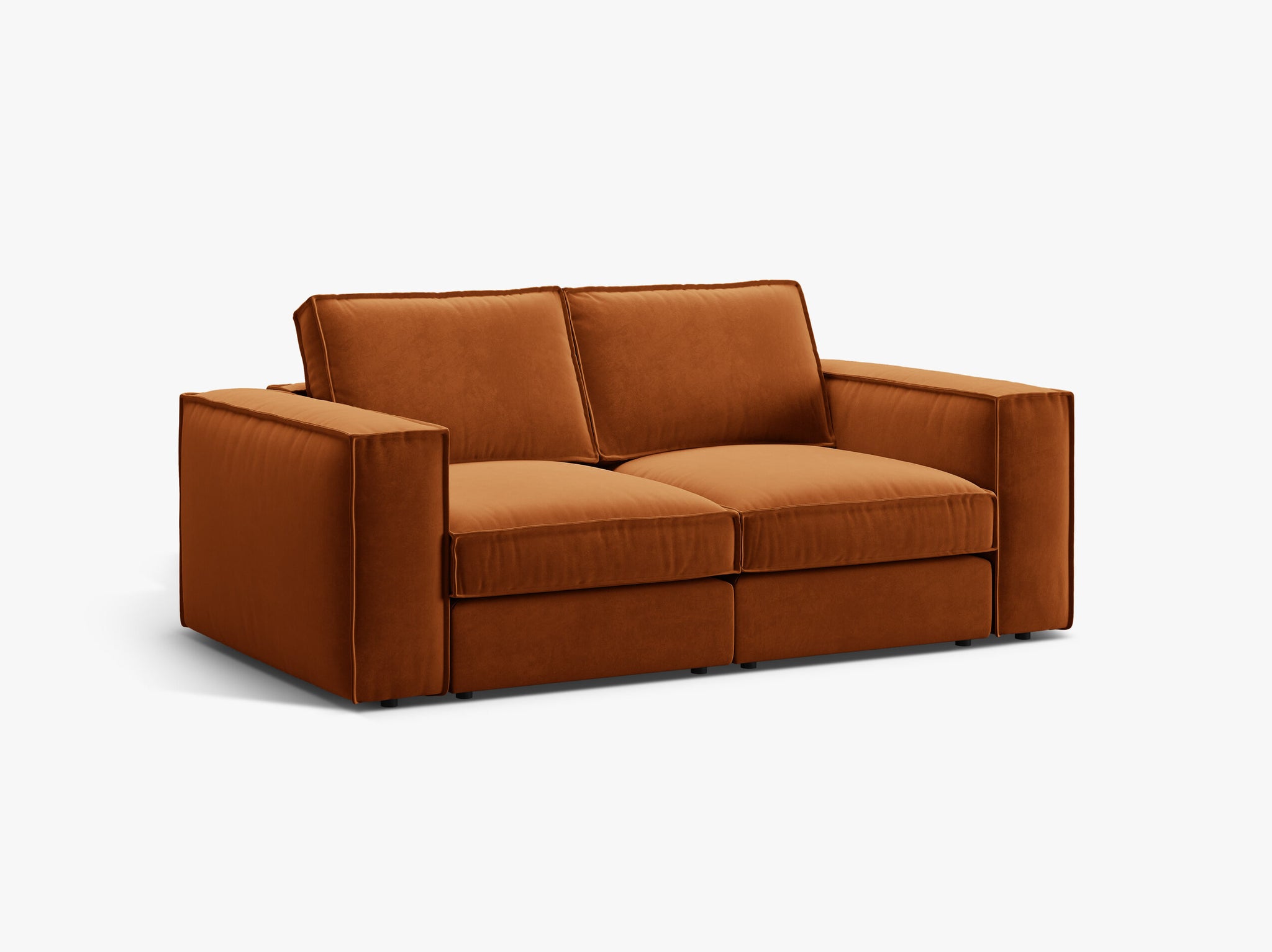 Micadoni modulares Sofa Pola 2-Sitzer Samt Salvador Terrakotta