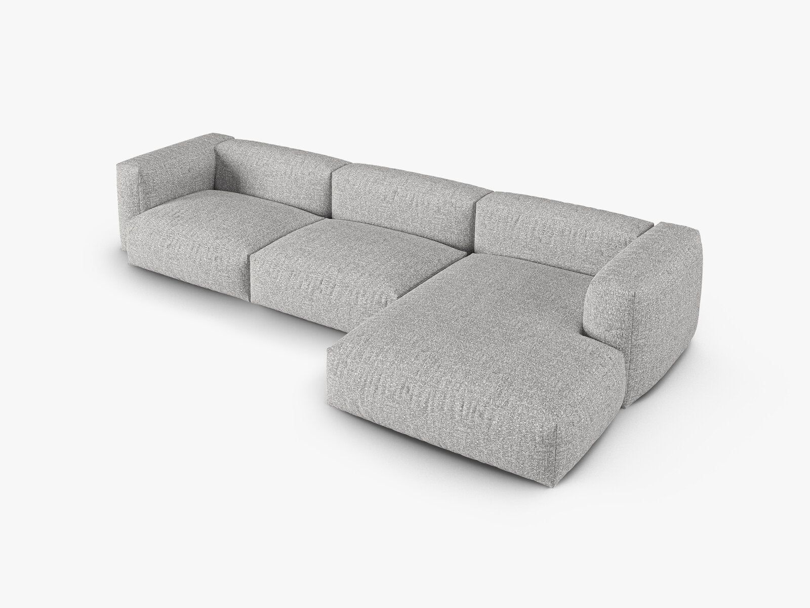 Micadoni Ecksofa Martina 3-Sitzer 90cm Sitztiefe Rechts Boucle Monet Silber