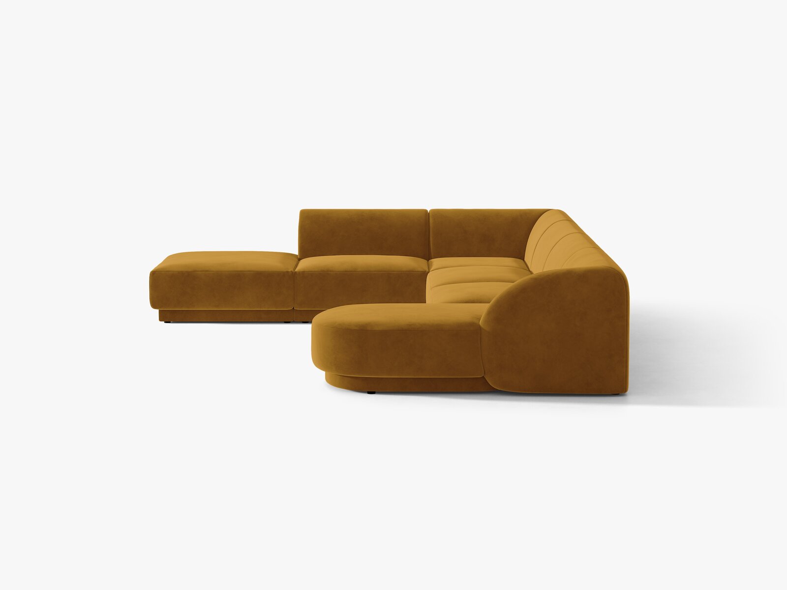 Micadoni Panorama-Ecksofa Miley 6-Sitzer Links Samt Bluvel Gelb