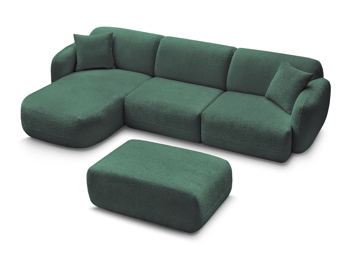 Bobochic Anda Ecksofa mit Pouf 292 × 163 cm Chenille Dunkelgrün Ecke links