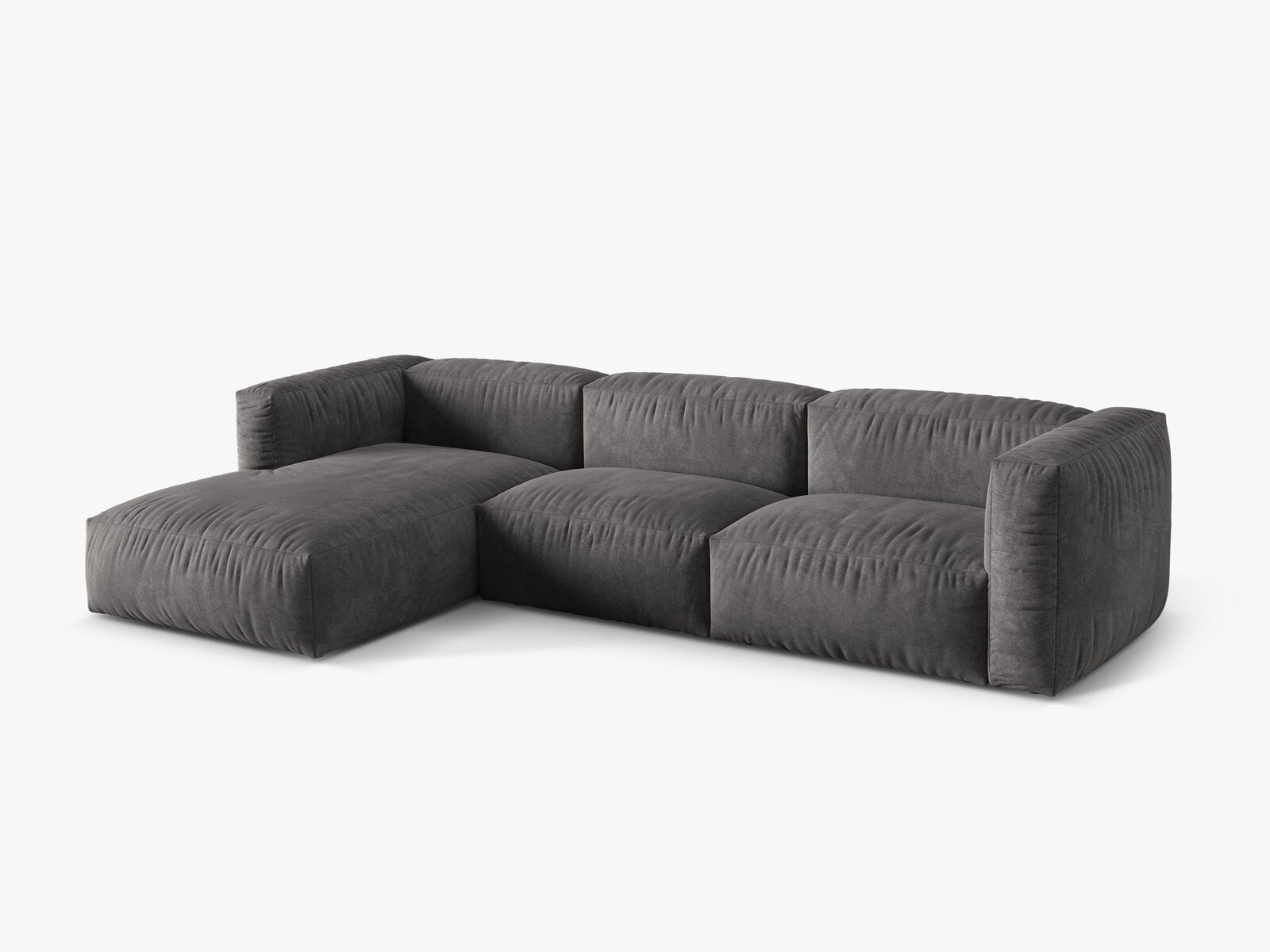 Micadoni Ecksofa Martina 3-Sitzer Links Samt Vogue Grau