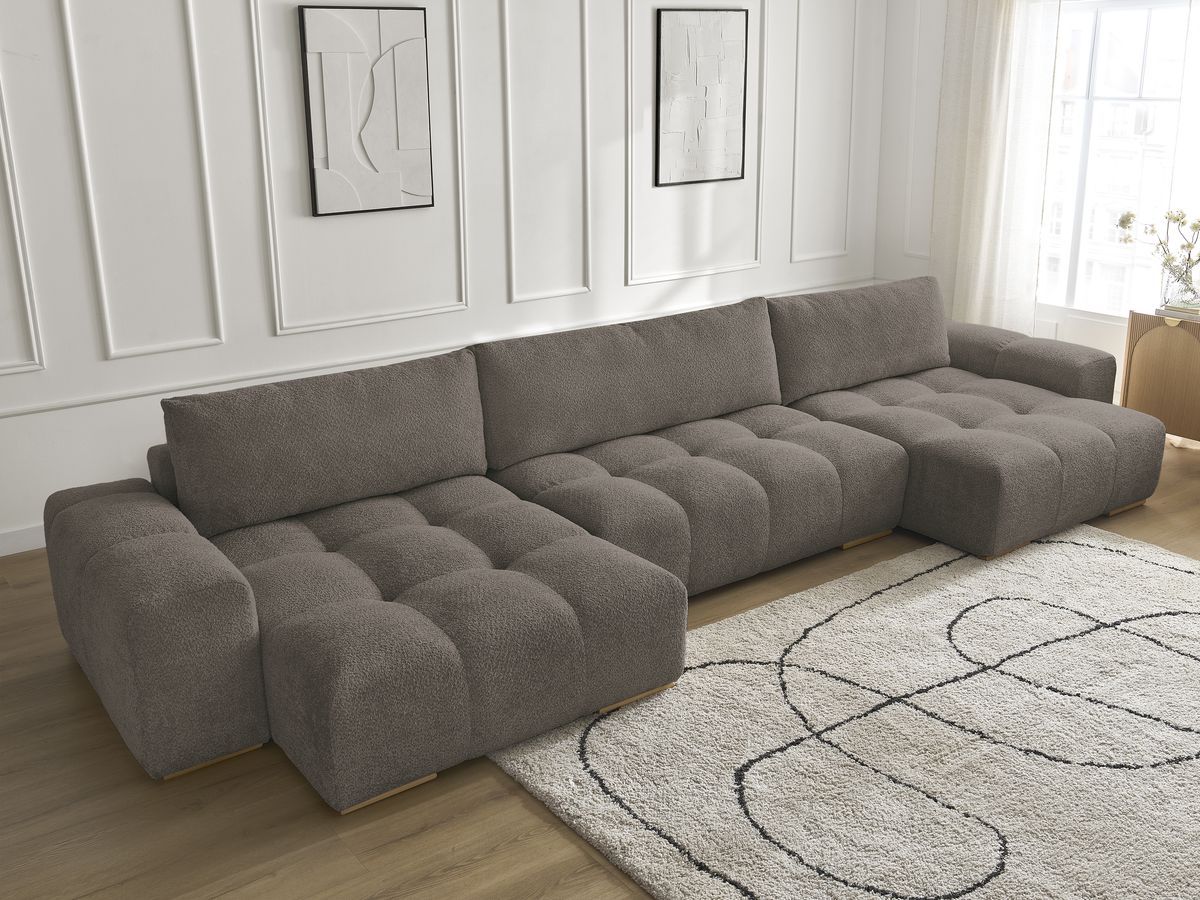 Bobochic Anakin Wohnlandschaft, 3 Kissen Bouclé-Stoff Braun