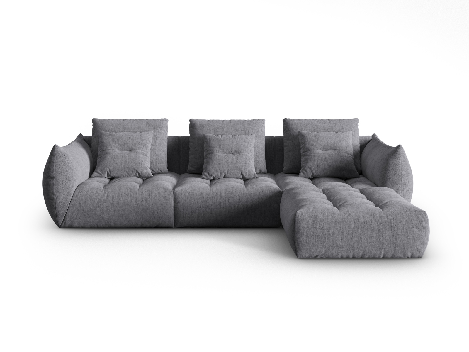 Micadoni Ecksofa Bloom 2-Sitzer Strukturierter Stoff Grau