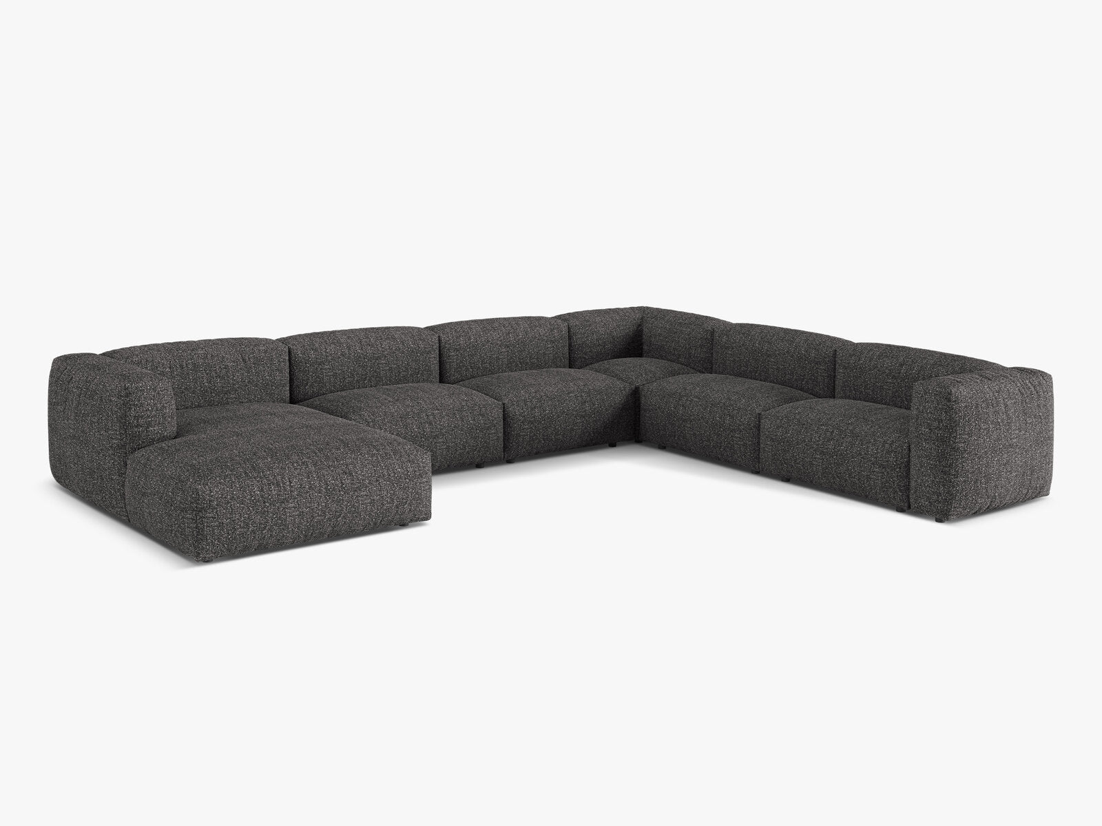 Micadoni modulares Ecksofa XL Martina 6-Sitzer Rechts Boucle Monet Anthrazit