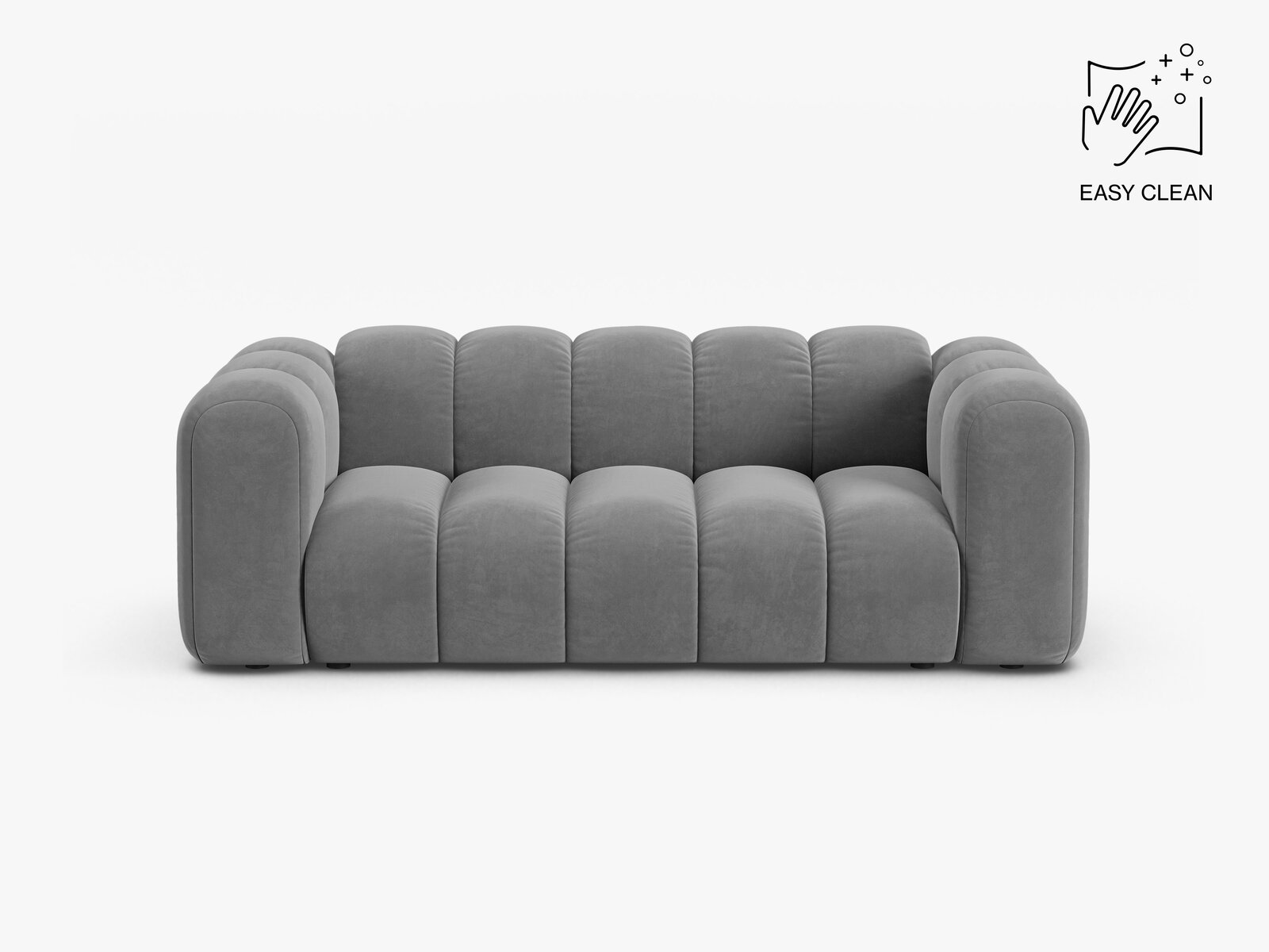 Micadoni Sofa Lupine 2-Sitzer Samt Venus Hellgrau
