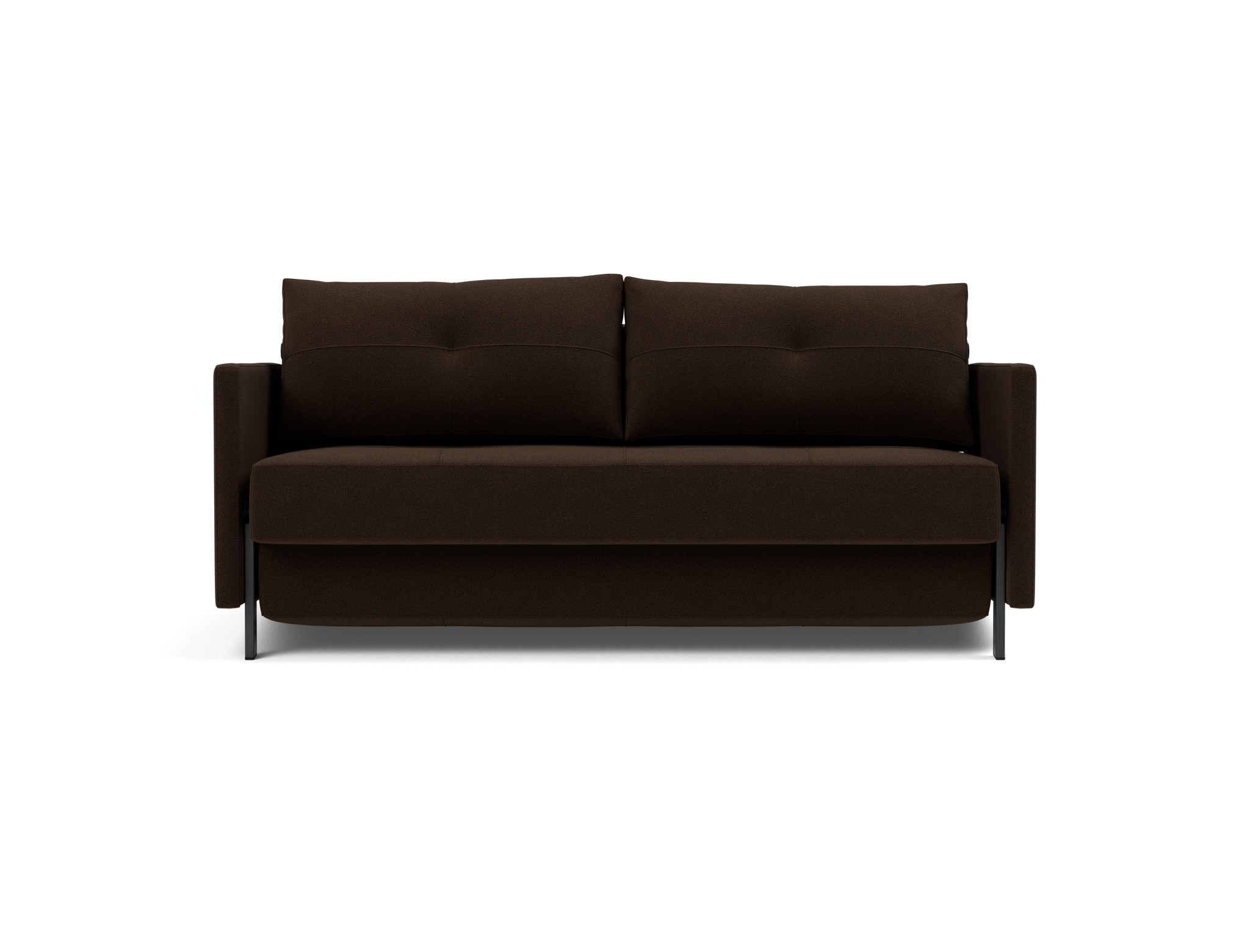 Schlafsofa Cubed mit Armlehnen 160 Strukturierter Stoff Taura 358-Chocco