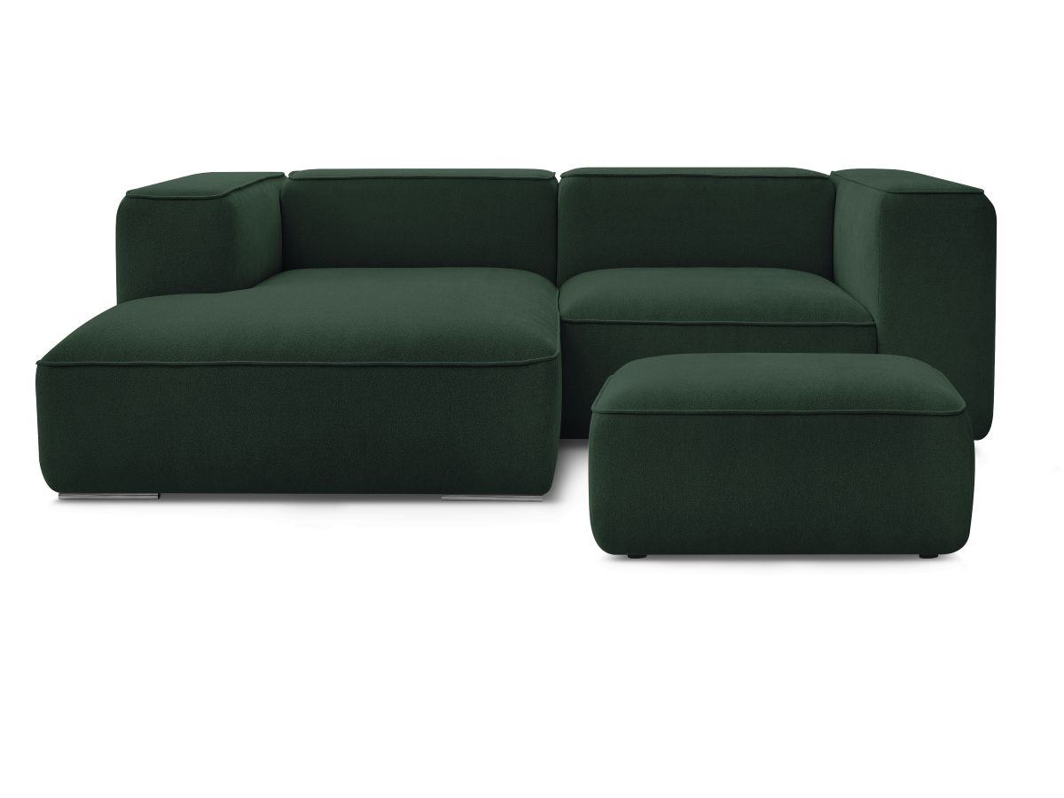 Bobochic Zephyr Ecksofa mit Pouf 260 × 165 cm Strukturstoff Grün Ecke links