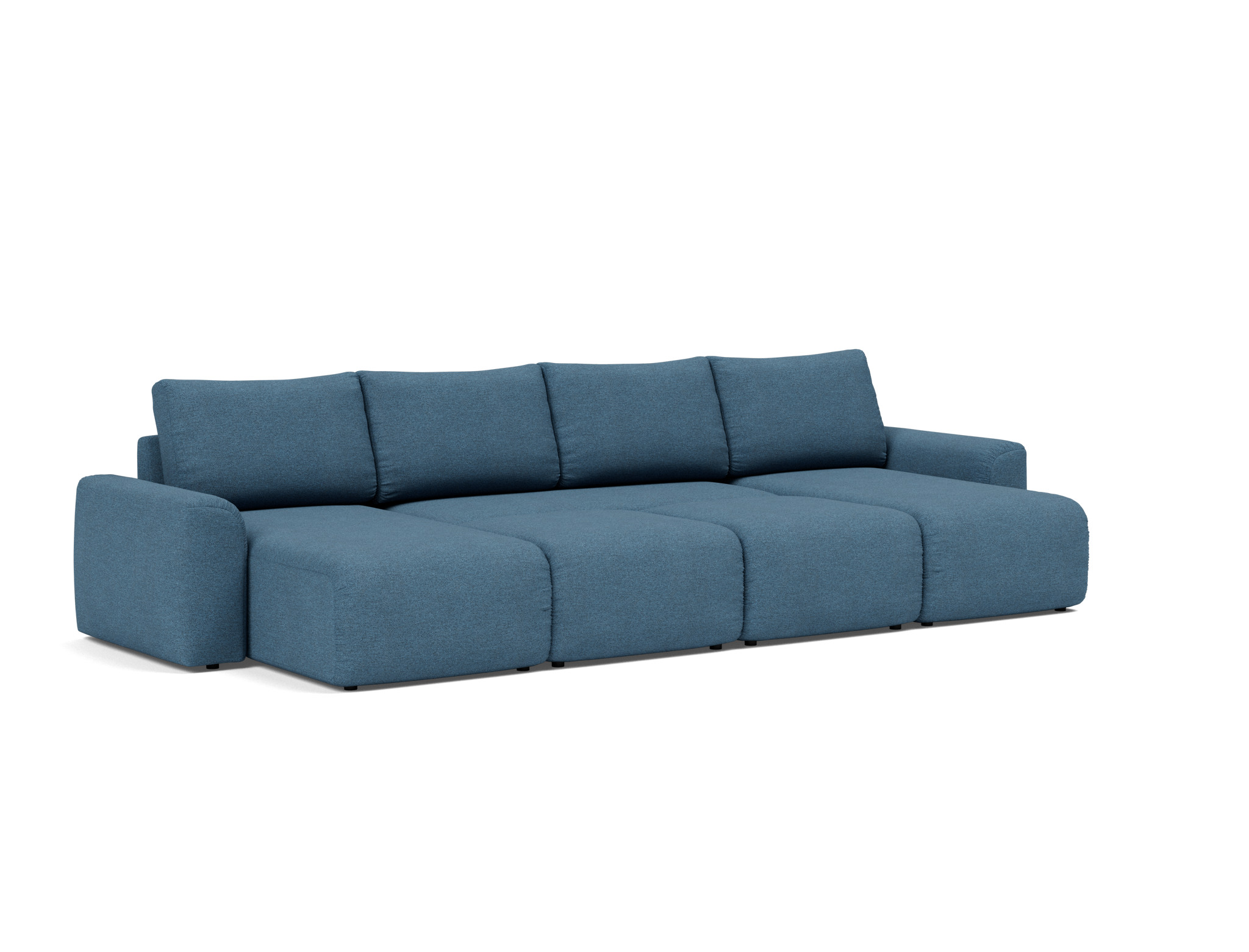 Schlafsofa Norum U-Form mit Chunky-Armlehnen Strukturierter Stoff Weda 302-Weda-Blue