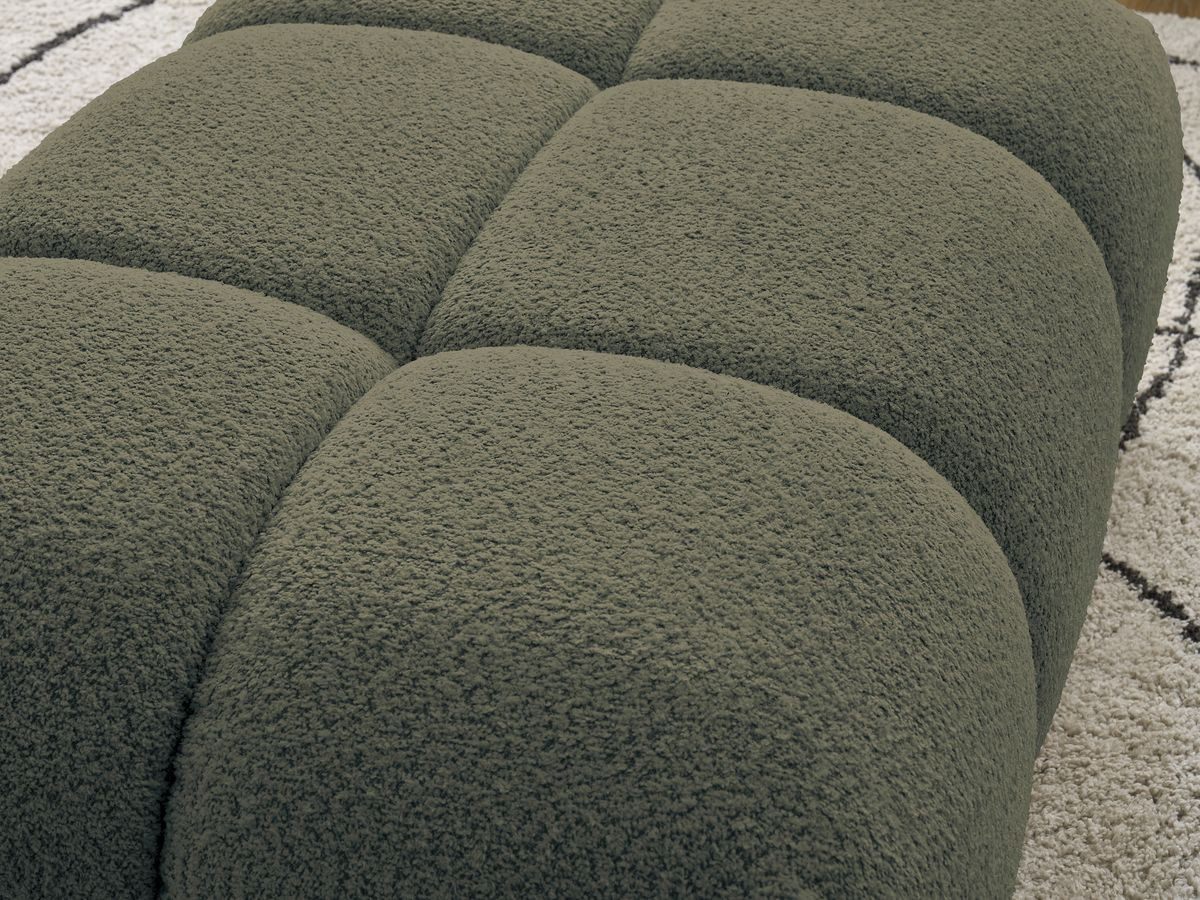 Bobochic Alya Pouf Bouclé-Stoff Grün