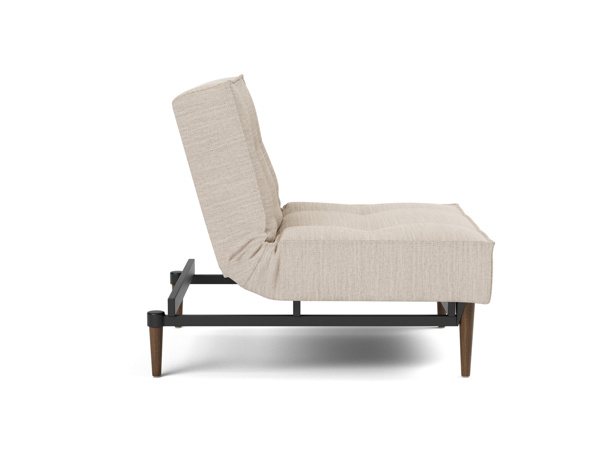 Sessel Splitback Webstoff Blida 612-Sand-Grey Beine Styletto Eiche dunkel