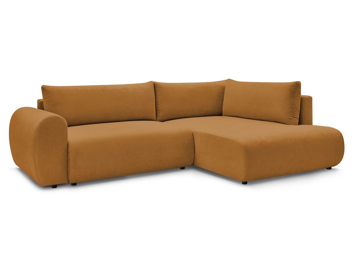 Bobochic Lucien Ecksofa mit Schlaffunktion und Bettkasten 296 × 198 cm Stoff Gelb Ecke rechts