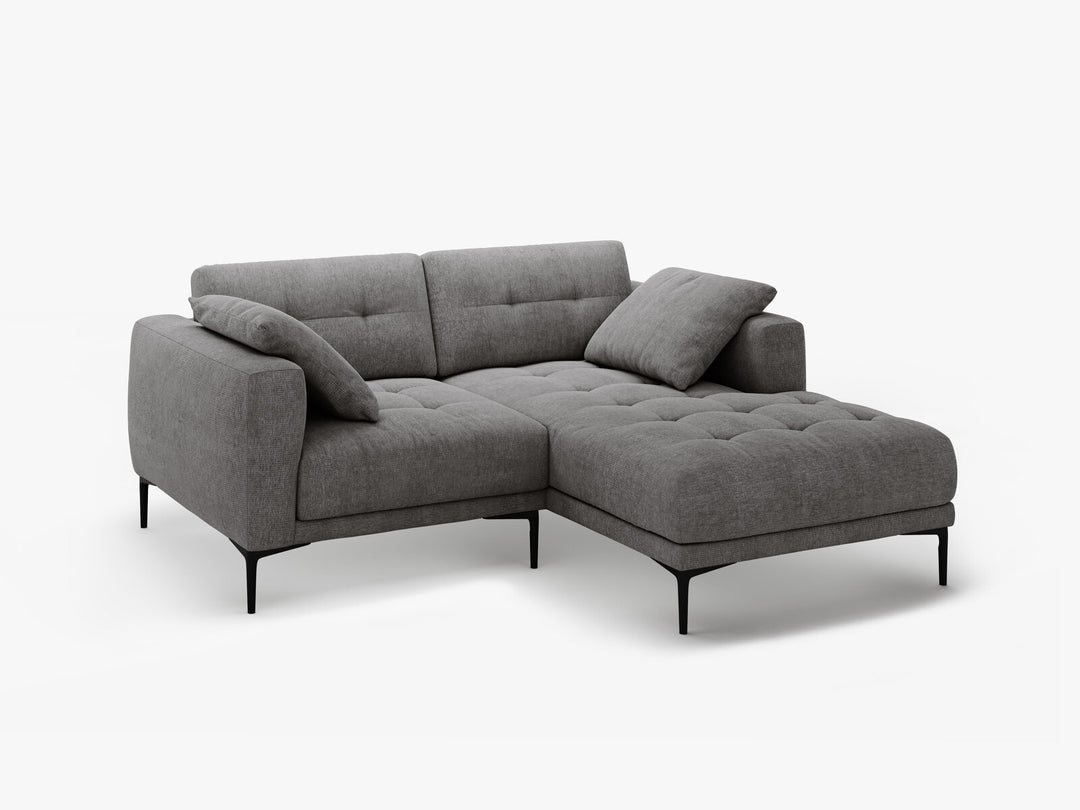Micadoni Ecksofa Bemy 2-Sitzer Rechts Strukturierter Stoff Grau