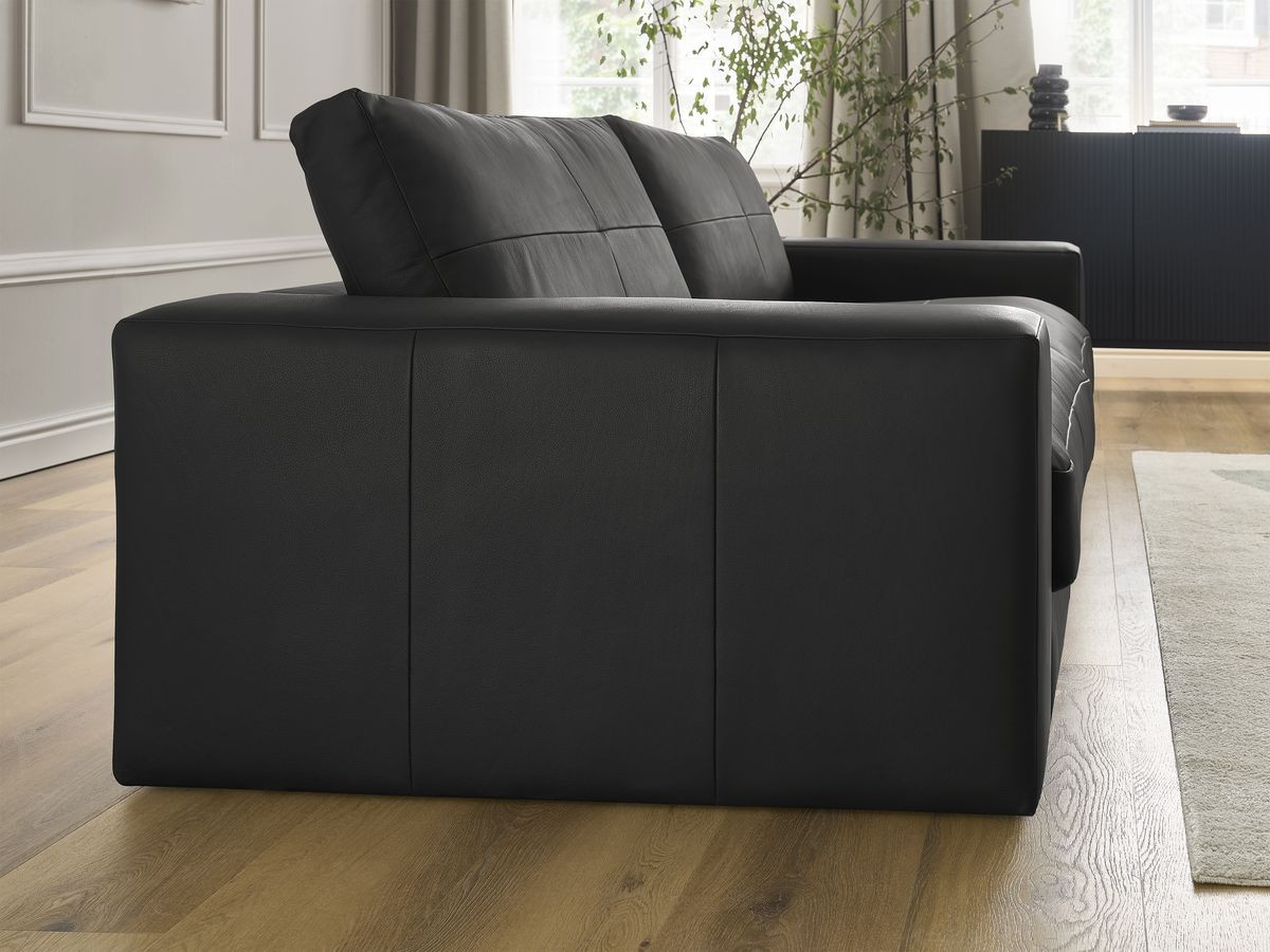 Bobochic Leonard Sofa 3-Sitzer 274 × 109 cm Leder Schwarz