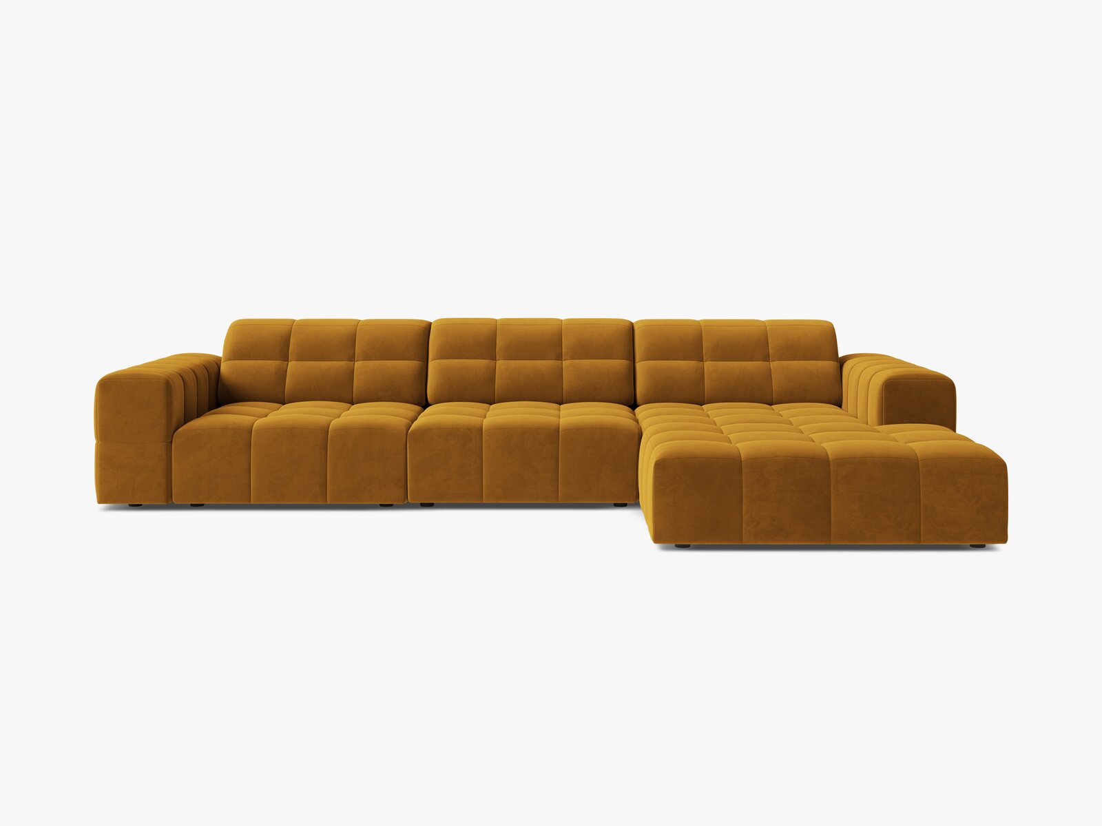 Micadoni Ecksofa Jennifer 4-Sitzer Rechts Samt Bluvel Gelb