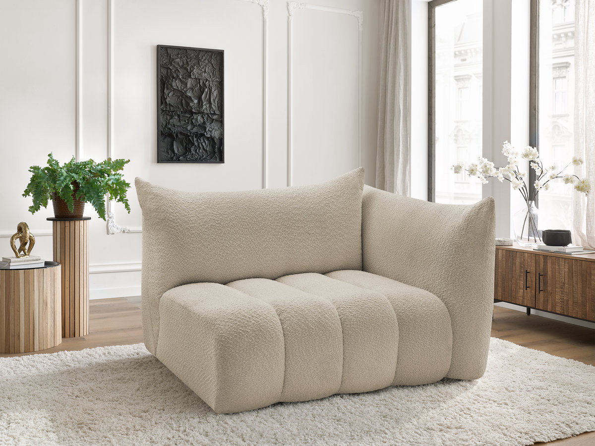 Bobochic Azra Sofamodul 2-Sitzer 143 × 112 cm Bouclé-Stoff Beige Ecke rechts