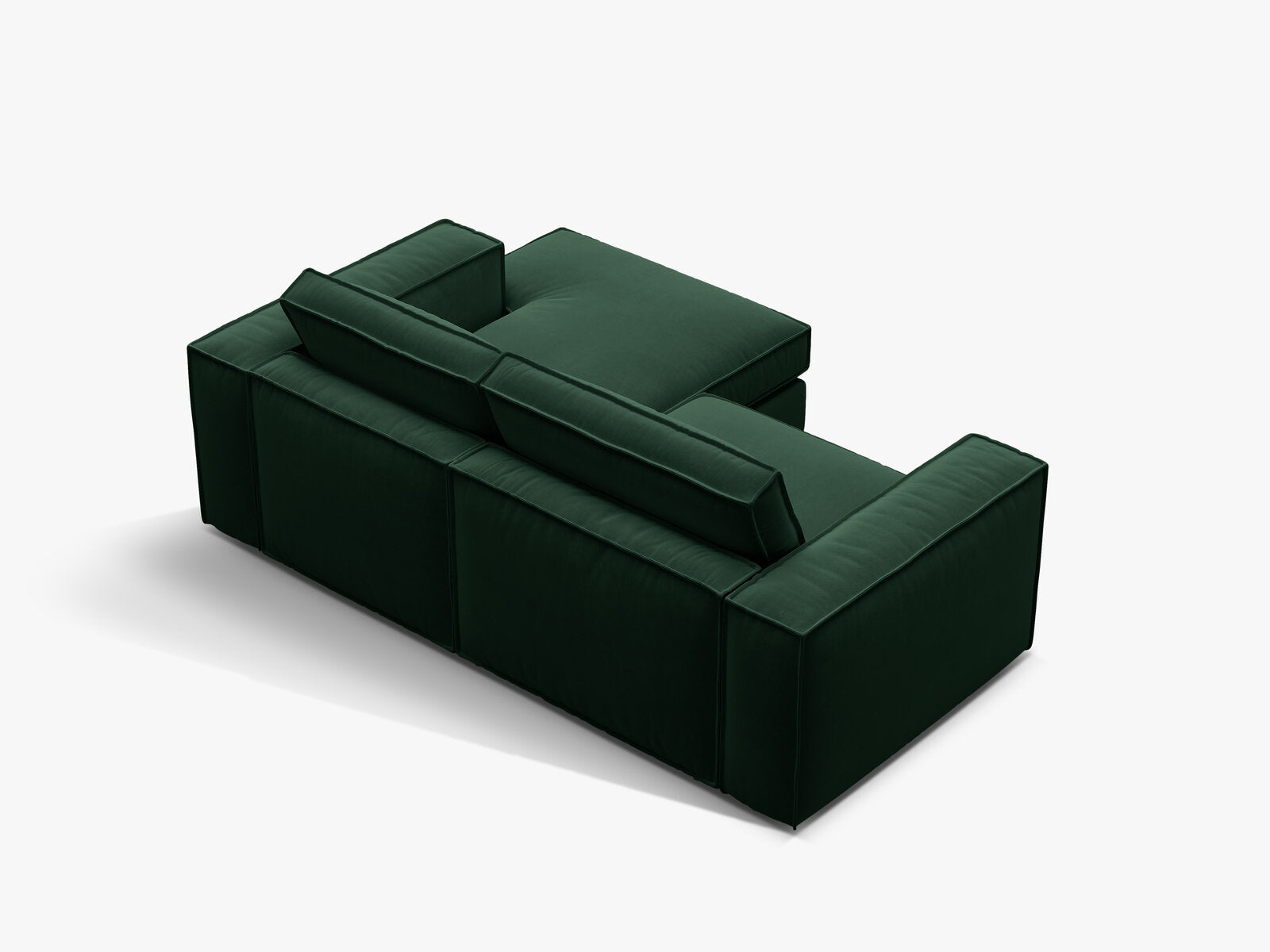 Micadoni modulares Ecksofa Pola 2-Sitzer kleine Version Rechts Samt Salvador Flaschengrün