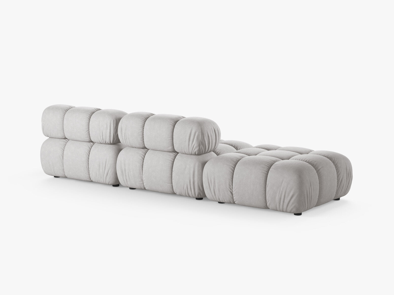 Micadoni Modulares Sofa Bellis 4-Sitzer Links Strukturierter Stoff Liberty Hellgrau
