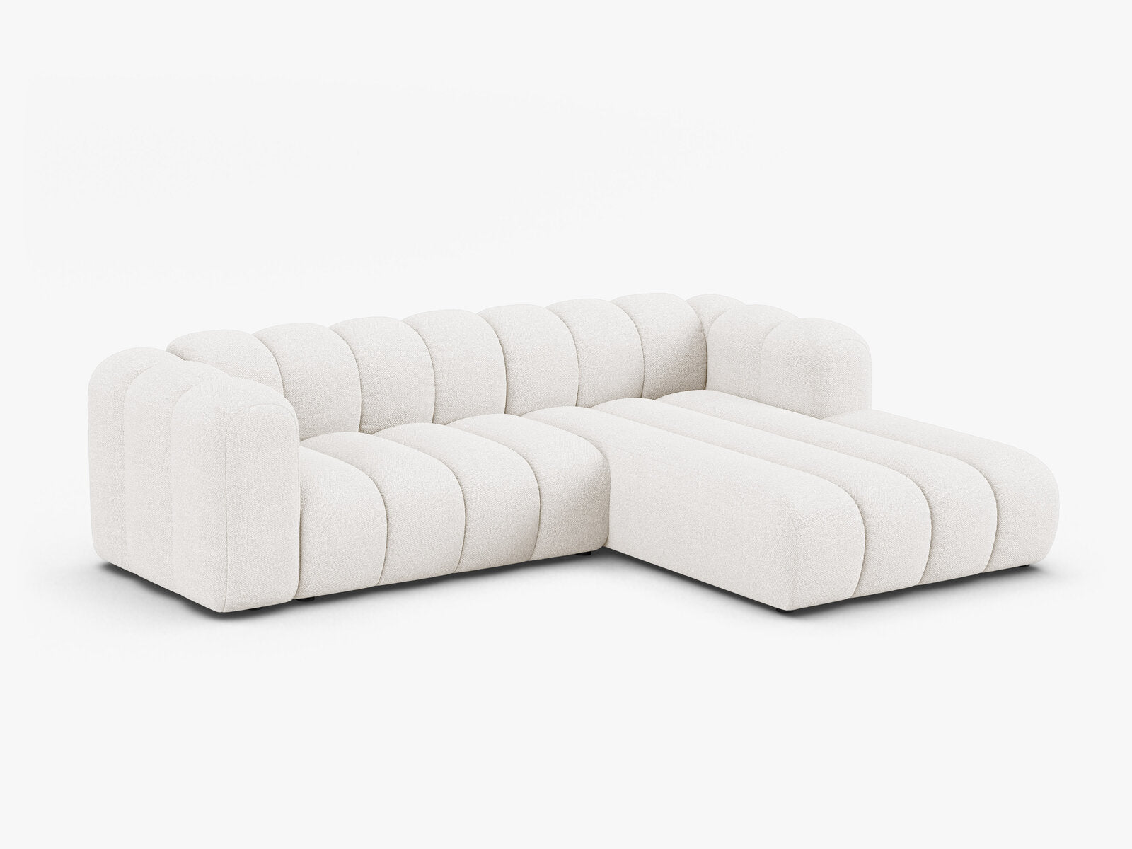 Micadoni Modulares Ecksofa Lupine 4-Sitzer mittelgroß Rechts Boucle Baloo Weiß