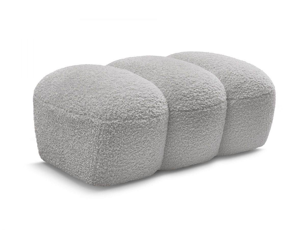 Bobochic Hippolyte Pouf Bouclé-Stoff Hellgrau