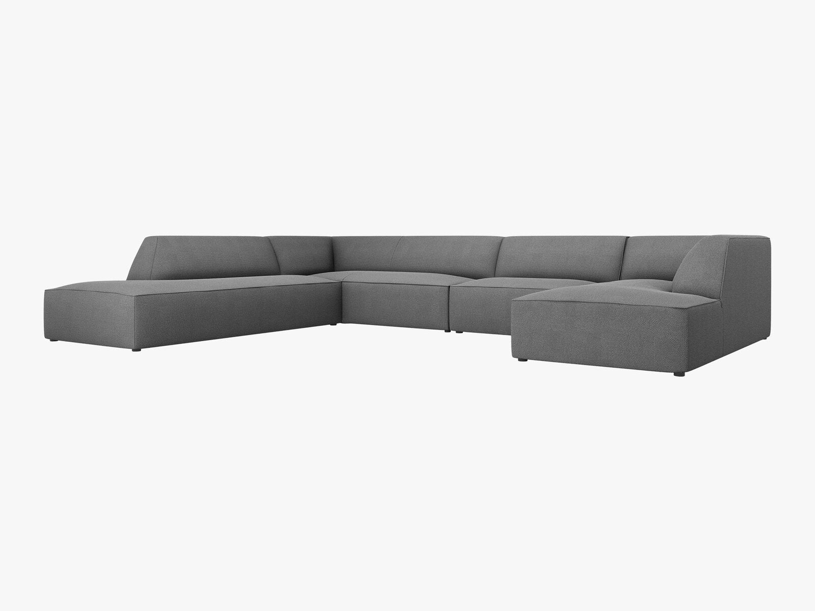 Micadoni Panorama-Ecksofa Ruby 7-Sitzer Links Strukturierter Stoff Ottawa Grau
