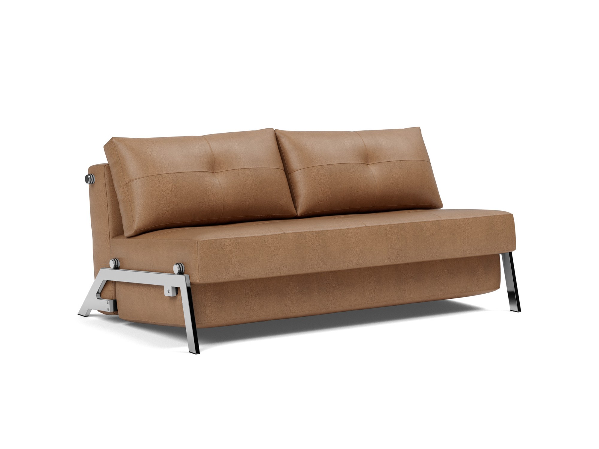 Schlafsofa Cubed 160 Lederoptik Faunal 551-Brown Beine Chrom