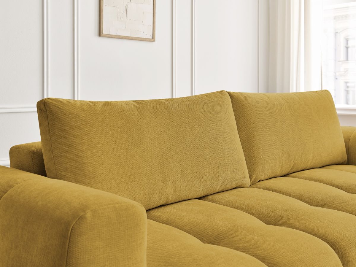 Bobochic Fuji Schlafsofa 3-Sitzer mit Bettkasten Stoff Gelb