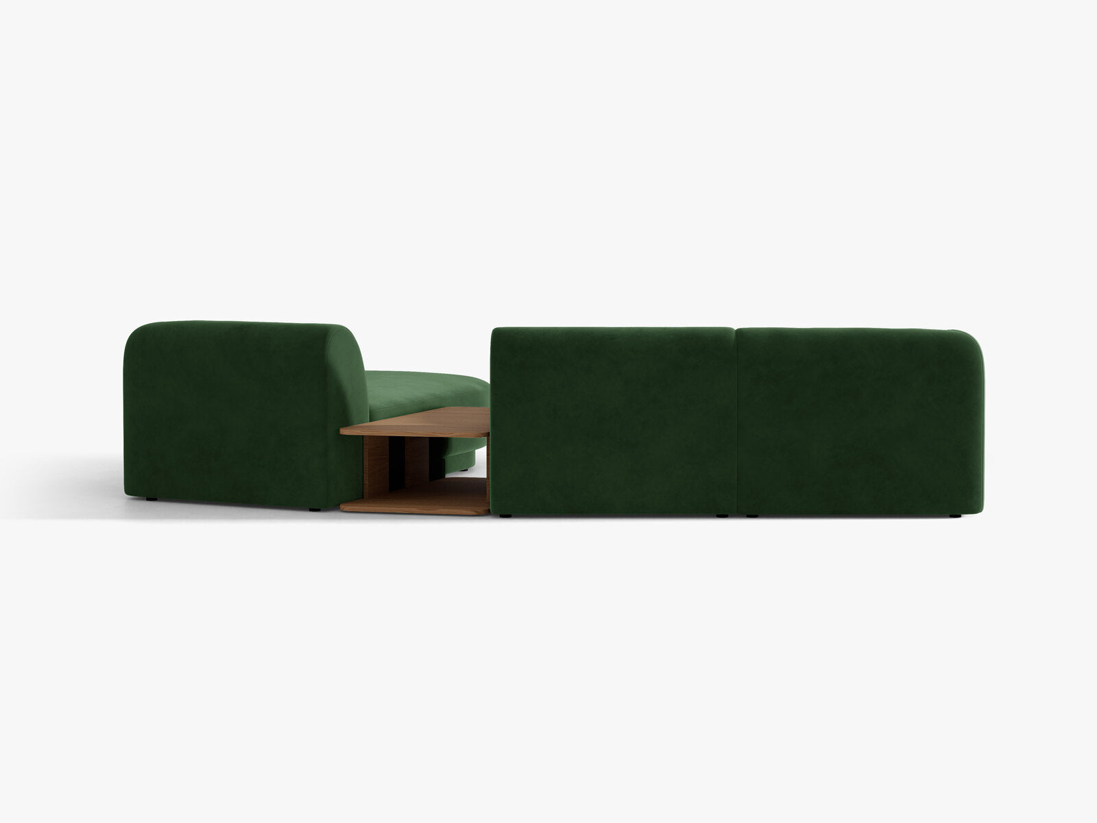 Micadoni Modulares Sofa Miley mit Recamiere 3-Sitzer Rechts Samt Venus Flaschengrün