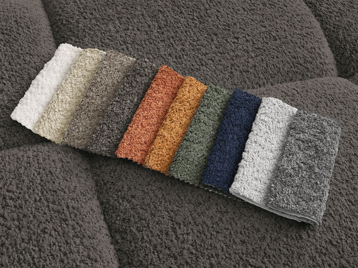 Bobochic Alya Sofa 4-Sitzer mit Pouf Bouclé-Stoff Braun