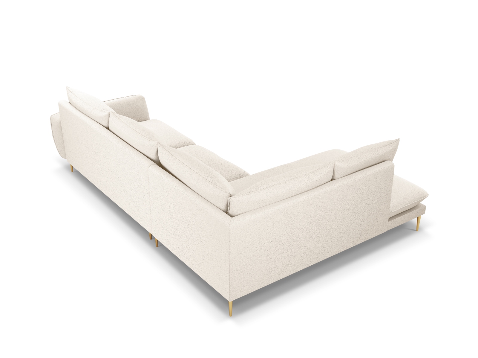 Cosmopolitan Design Ecksofa Vienna 6-Sitzer Boucle Ascot Beige Links Beine Gold