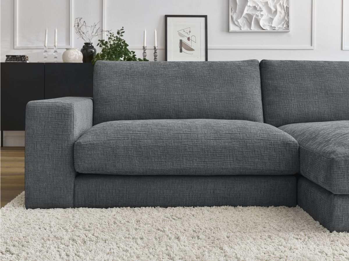 Bobochic Leonard Ecksofa 234 × 159 cm Strukturstoff Dunkelgrau Ecke rechts