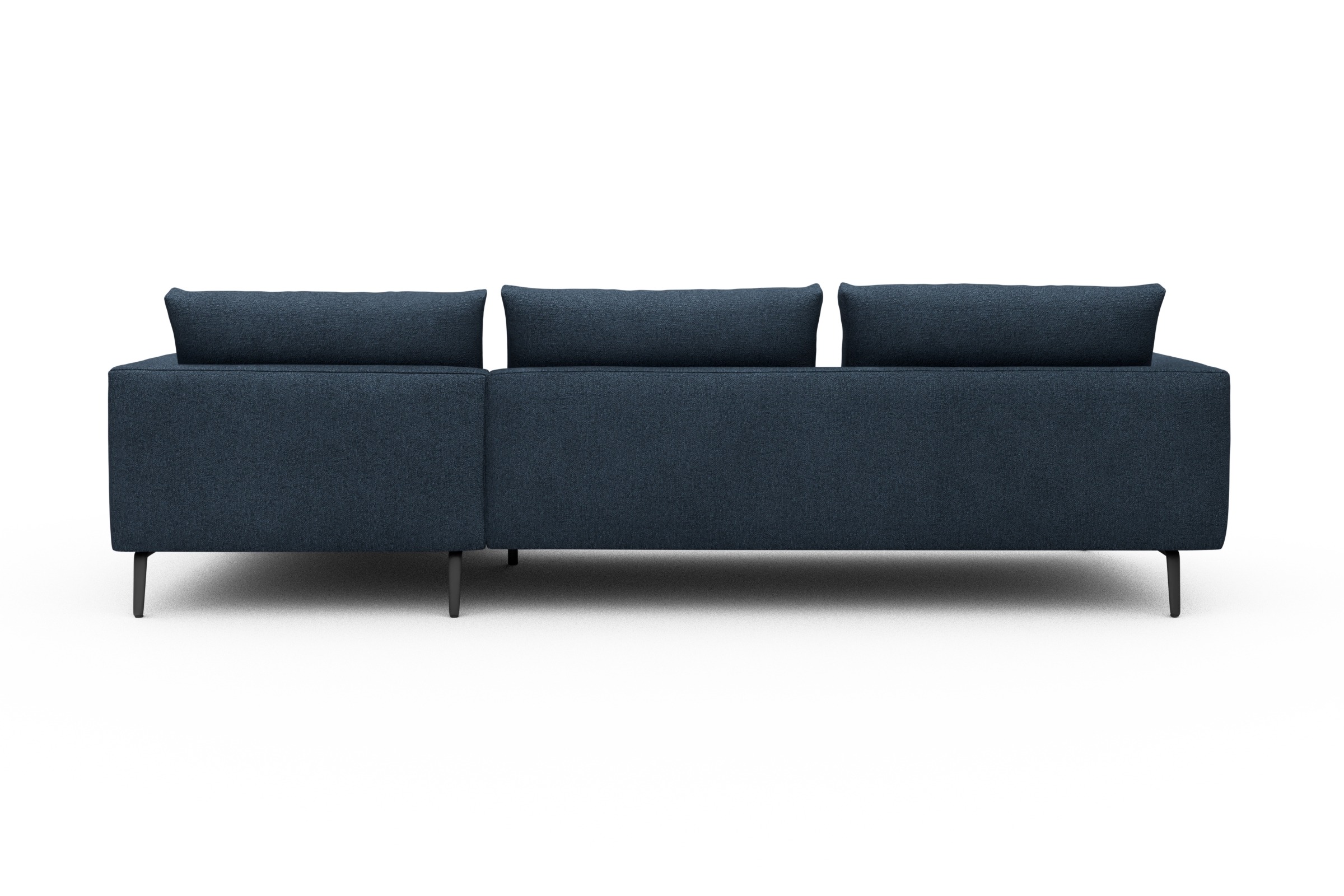 Ecksofa Karl Chaiselongue rechts mit 2,5-Sitzer Boucle-Blue