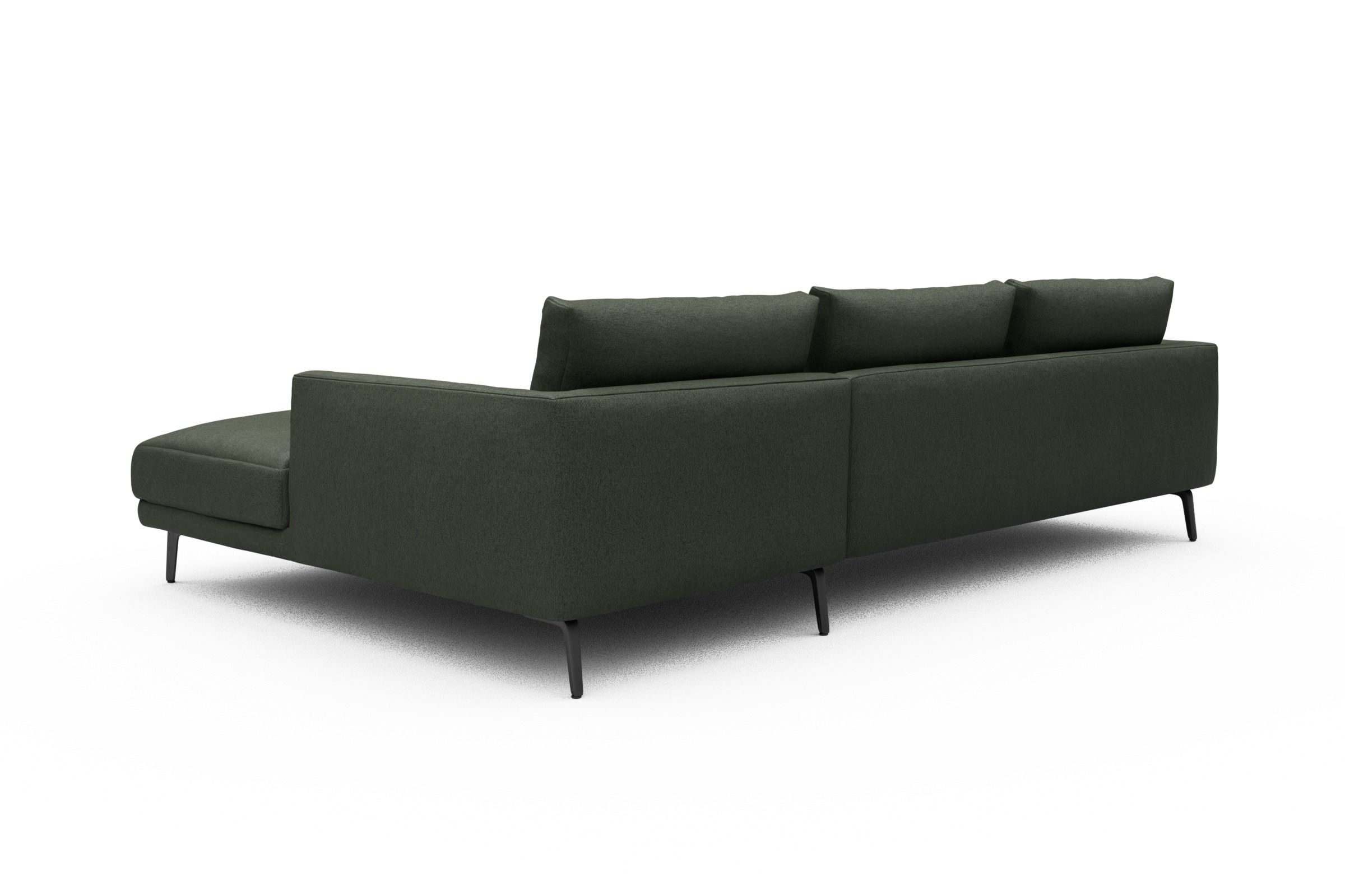 Ecksofa Karl Chaiselongue rechts mit 2,5-Sitzer Denari-Forest-Green