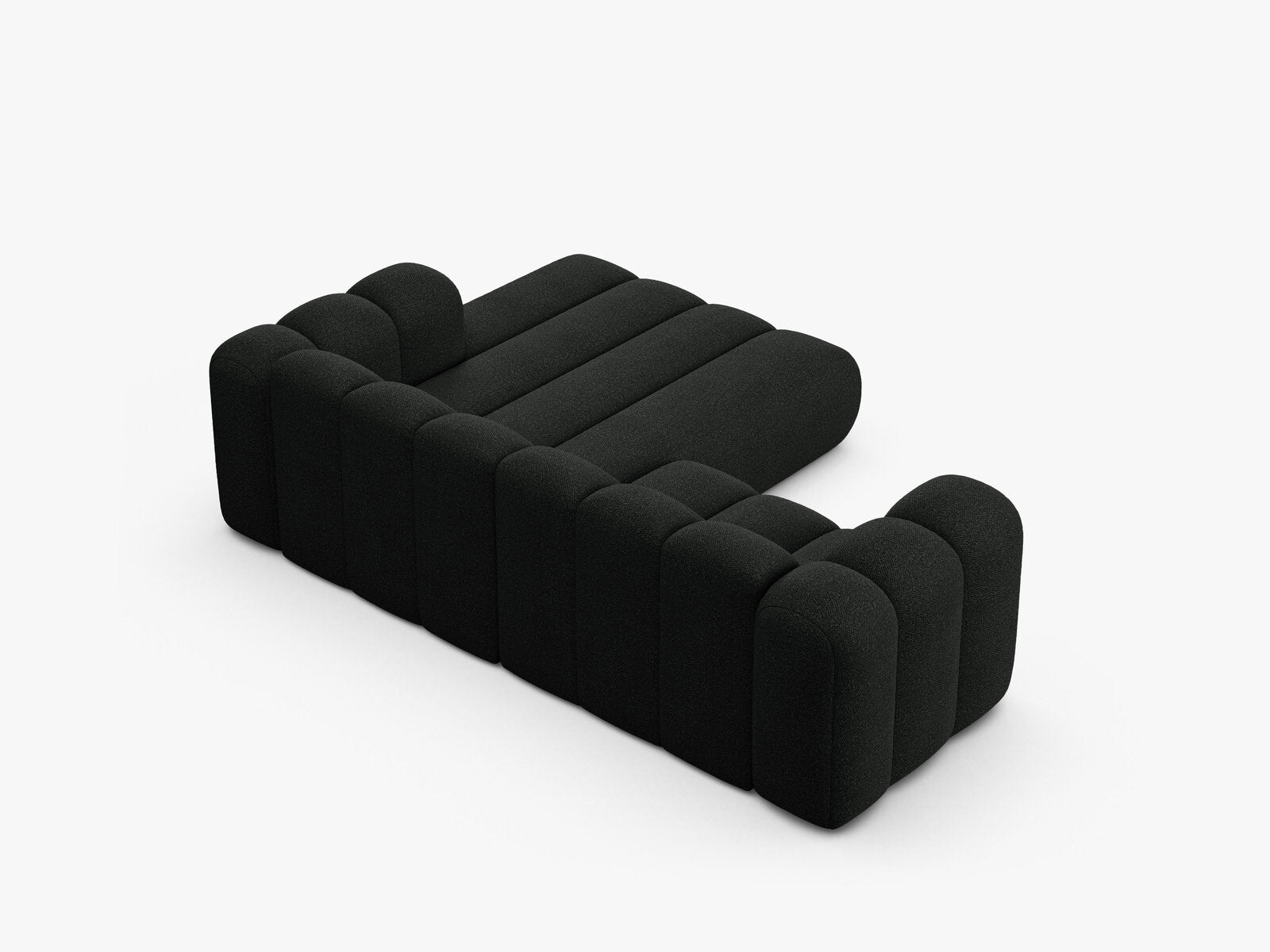 Micadoni Modulares Ecksofa Lupine 3-Sitzer Rechts Boucle Baloo Schwarz