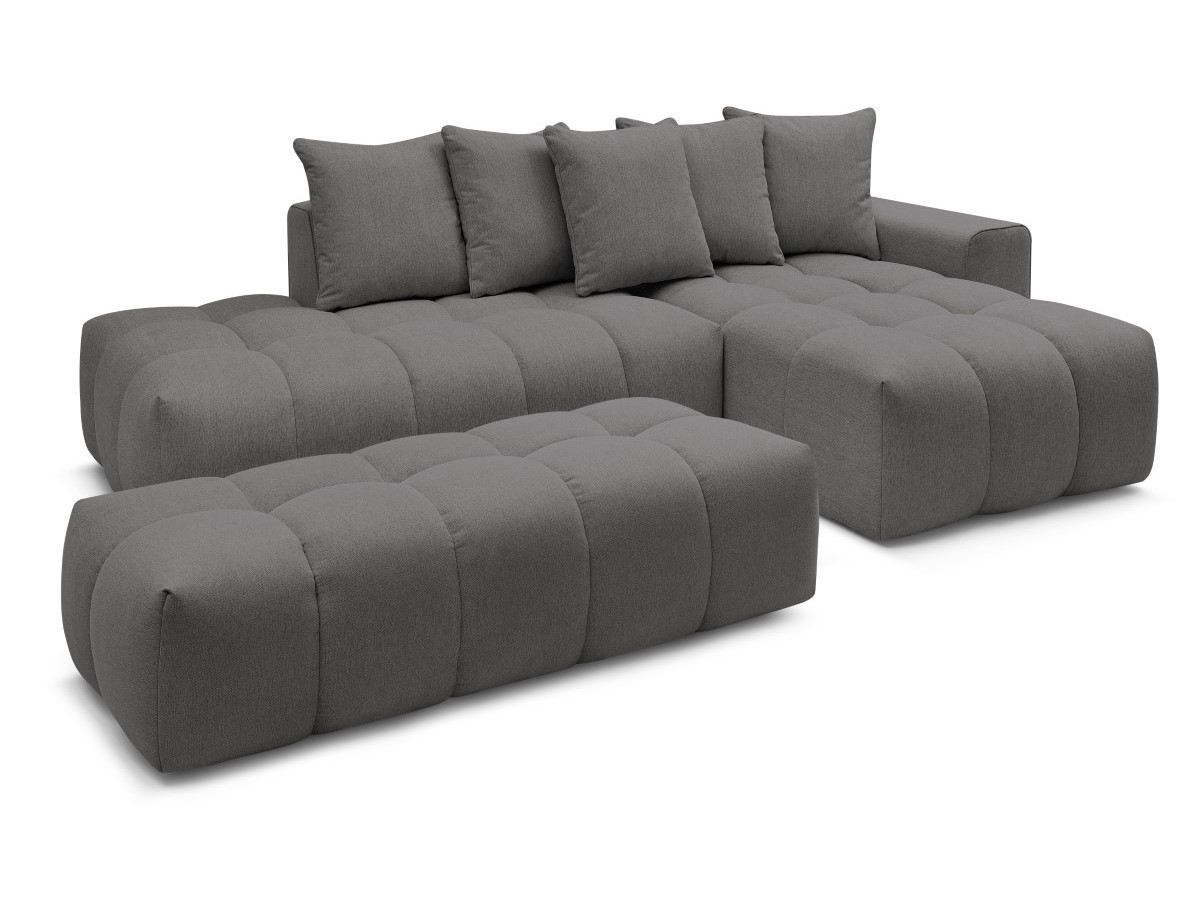 Bobochic Mont-blanc Ecksofa mit Pouf Melange-Stoff Dunkelgrau Ecke rechts