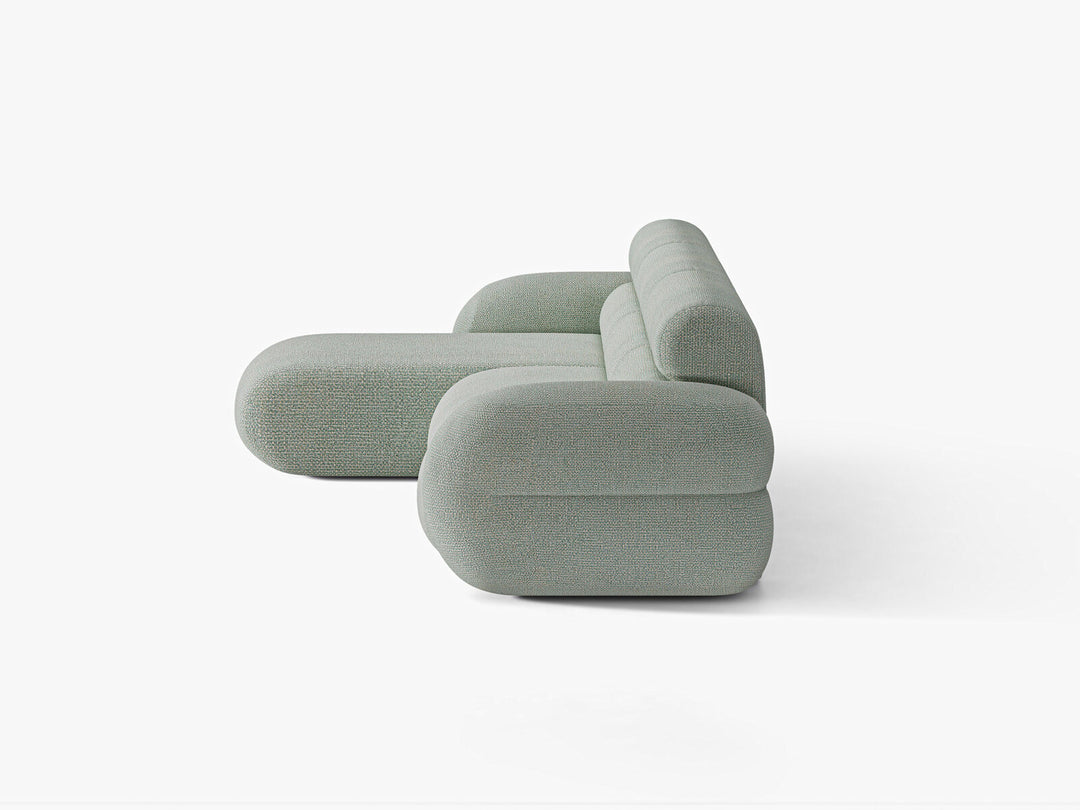 Micadoni Neo Ecksofa 4-Sitzer Links Chenille SILENCIO Gedämpftes Blau