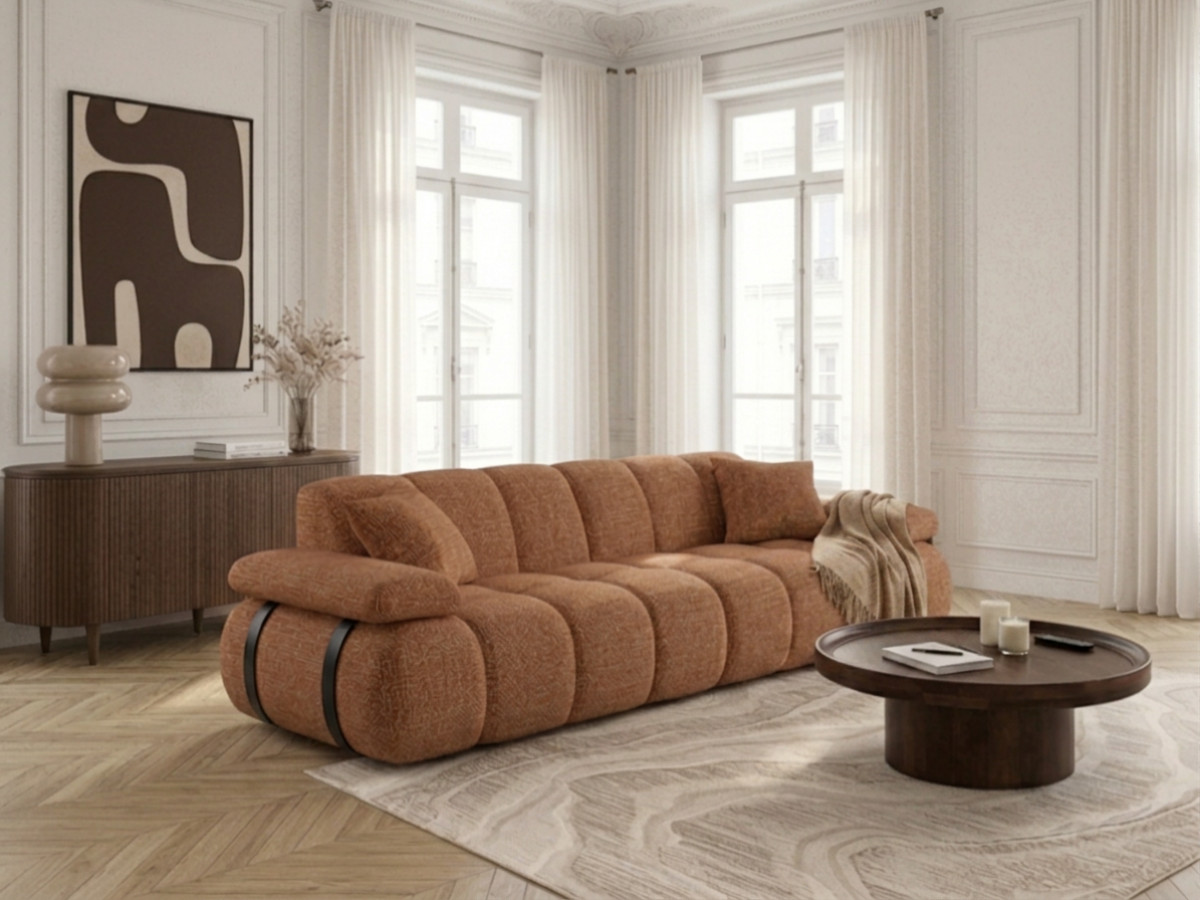 Bobochic Rivoli Sofa 4-Sitzer Melange-Stoff Orange