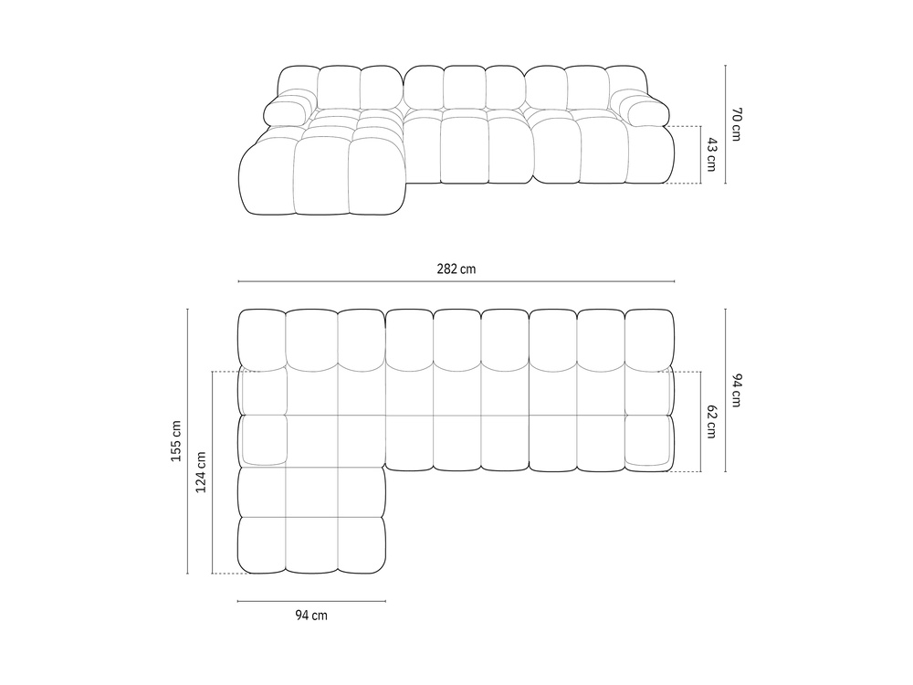 Cosmopolitan Design Modulares Ecksofa Cortina 4-Sitzer Samt Bluvel Cappuccino Links