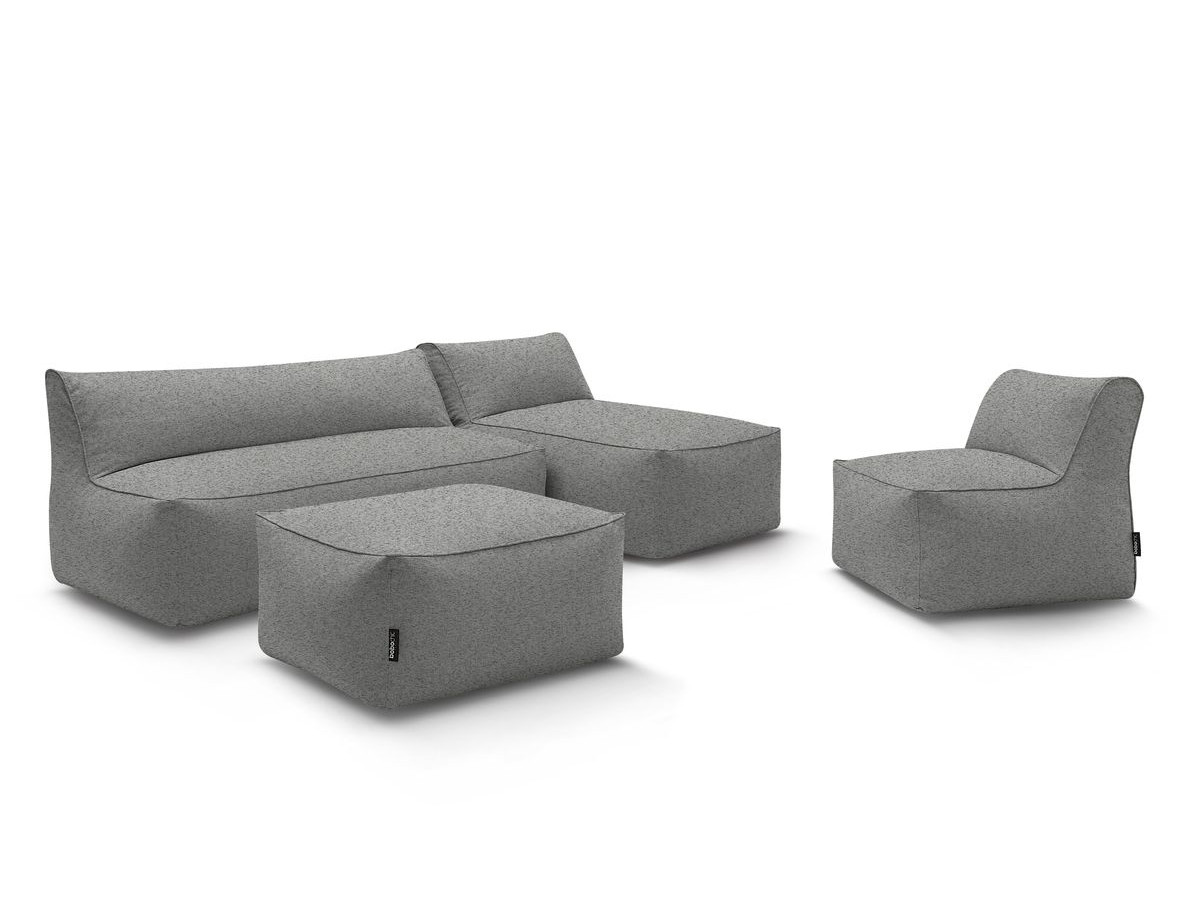 Bobochic Riviera Gartensofa 5-Sitzer mit Pouf Stoff Dunkelgrau
