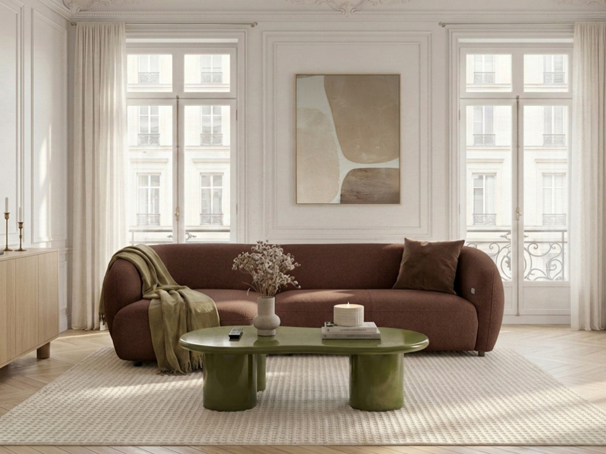 Bobochic Halo Ecksofa mit Schlaffunktion Stoff Braun Ecke links