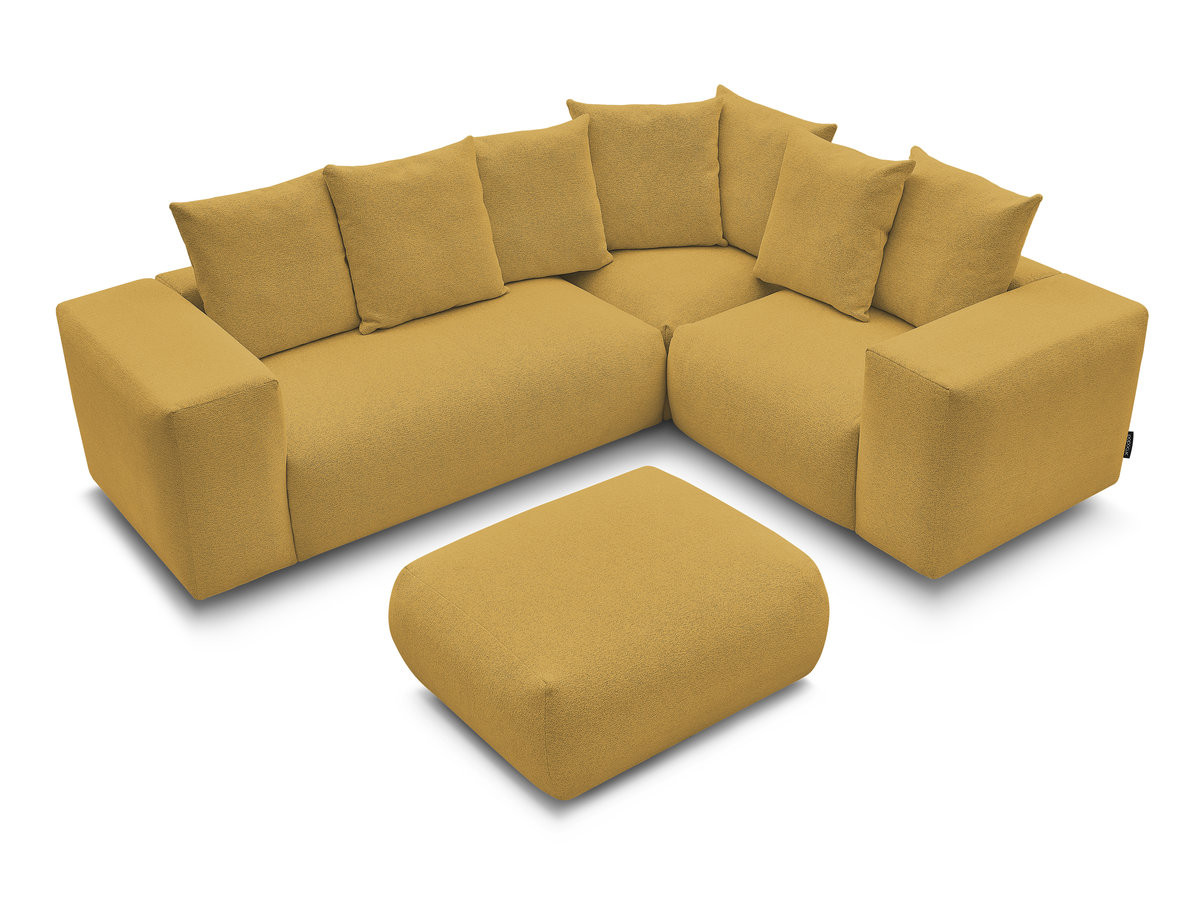 Bobochic Voltaire Ecksofa mit Pouf 268 × 214 cm Melange-Stoff Gelb Ecke rechts