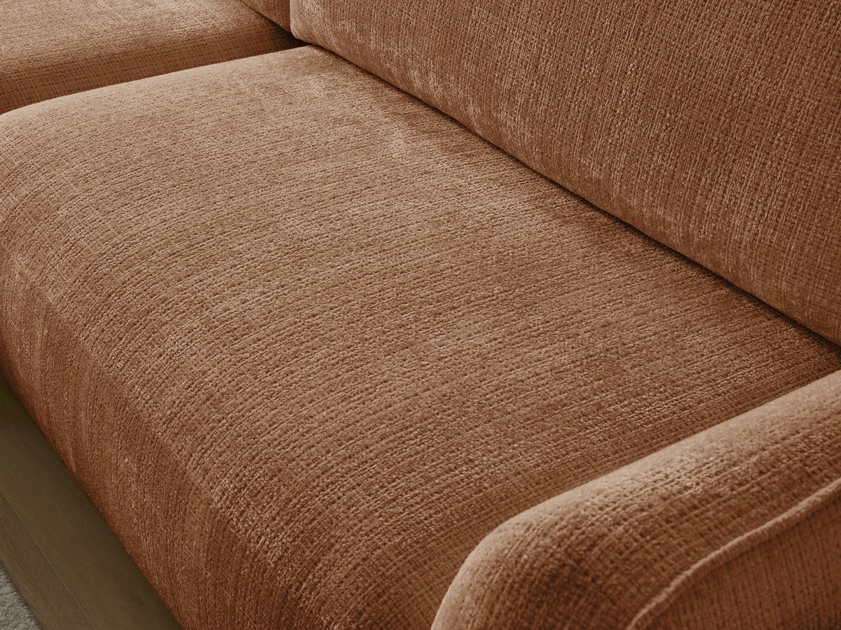 Bobochic Denise Ecksofa mit Schlaffunktion und Bettkasten 258 × 160 cm Strukturstoff Orange Ecke links