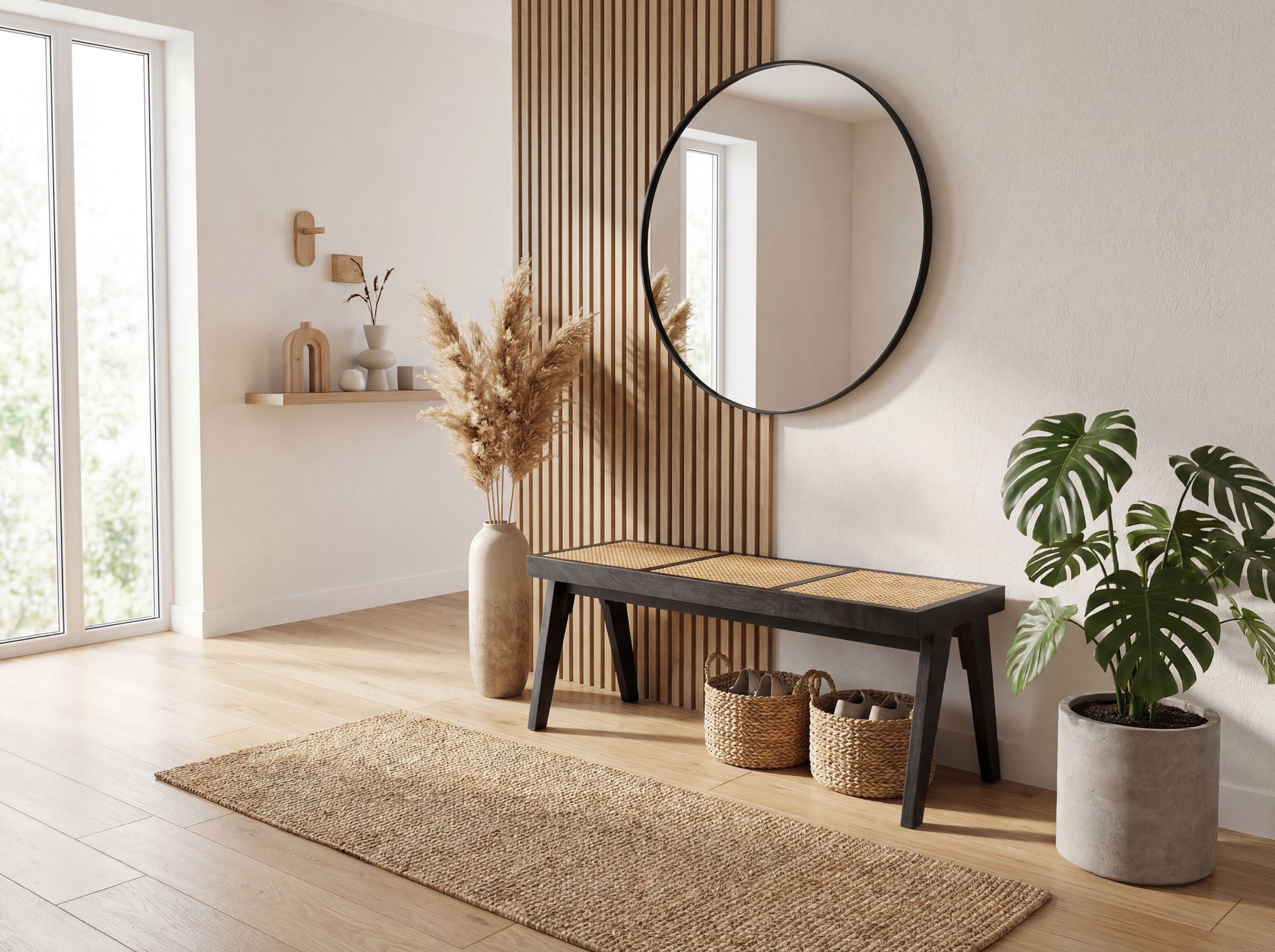 Sitzbank Hagavik Rattan Schwarz 120 × 38 × 48 cm