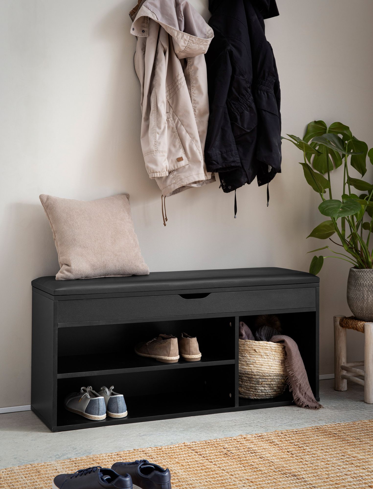 Schuhbank Kilsund Schwarz 104 × 32 × 51 cm