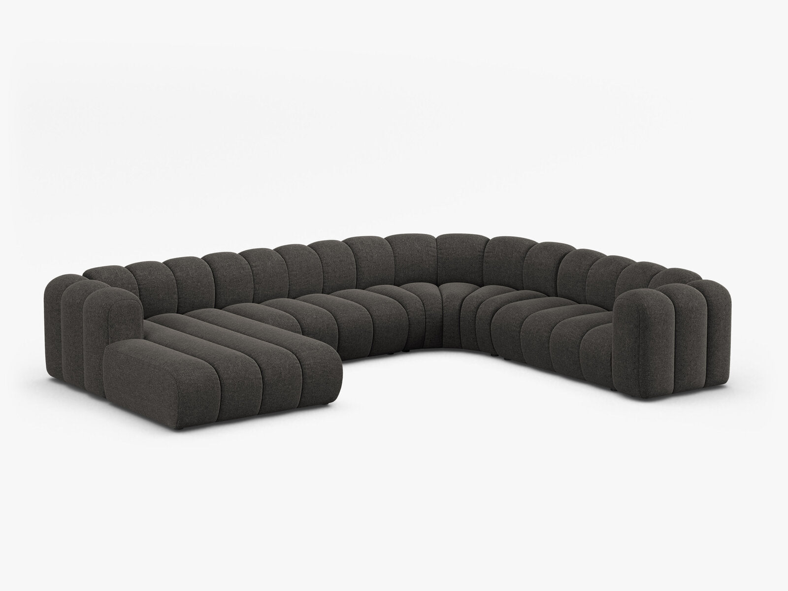 Micadoni Modulares Panorama Ecksofa Lupine 6-Sitzer Rechts Chenille Eden Dunkelgrau