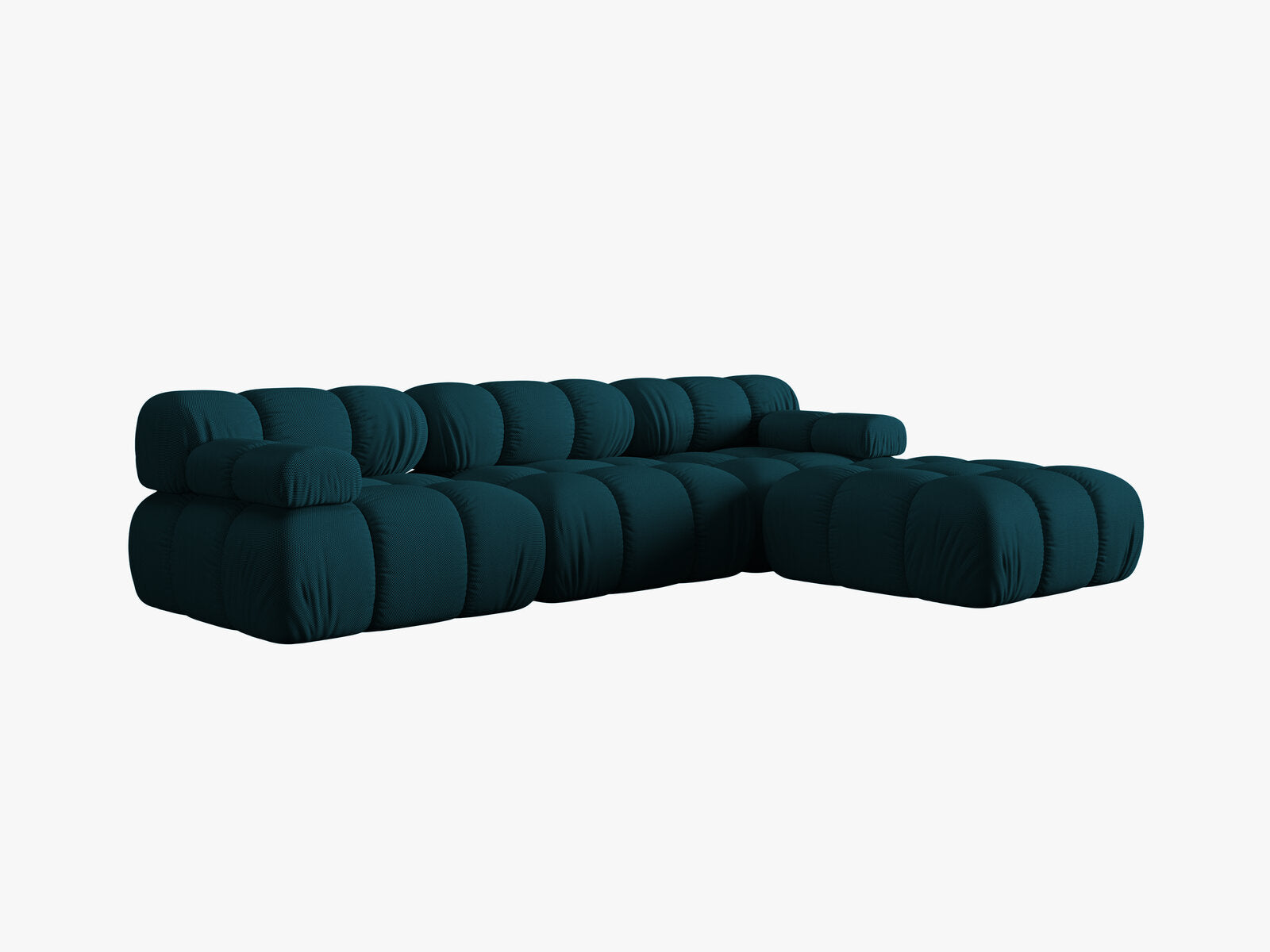 Micadoni Modulares Sofa Bellis 4-Sitzer mit flachem Modul 3D-Stoff Sonic Marineblau