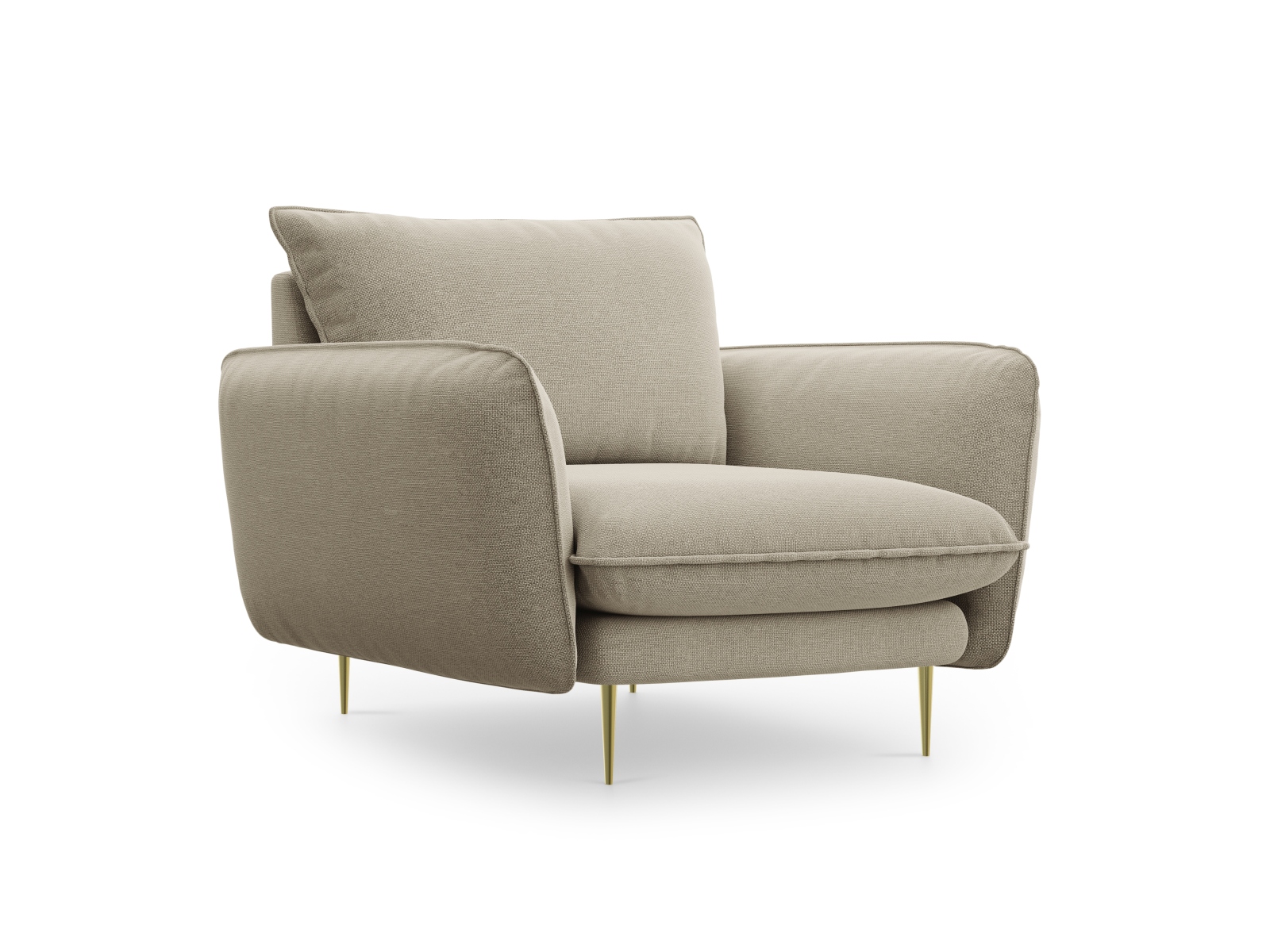 Cosmopolitan Design Sessel Vienna Strukturierter Stoff Positano Beige Beine Gold