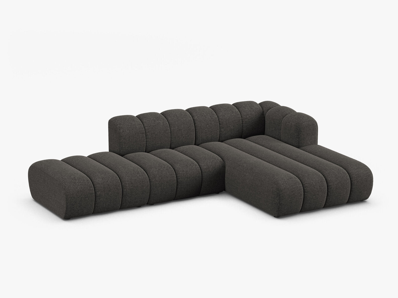 Micadoni Modulares Ecksofa offen Lupine 5-Sitzer Rechts Chenille Eden Dunkelgrau