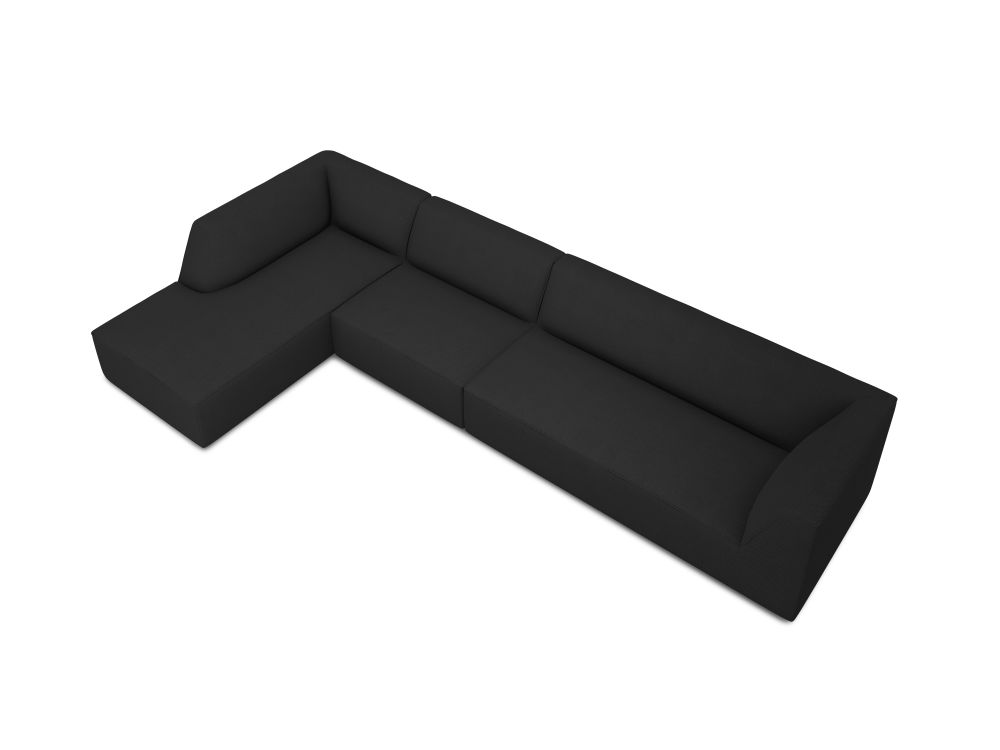 Cosmopolitan Design Ecksofa Siena 5-Sitzer Strukturierter Stoff Ottawa Schwarz Links