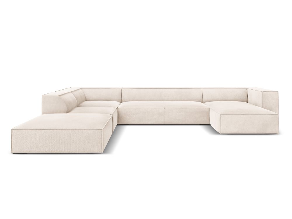 Cosmopolitan Design Panoramasofa Turin 6-Sitzer 365 cm Strukturierter Stoff Rosario Helles Beige Links